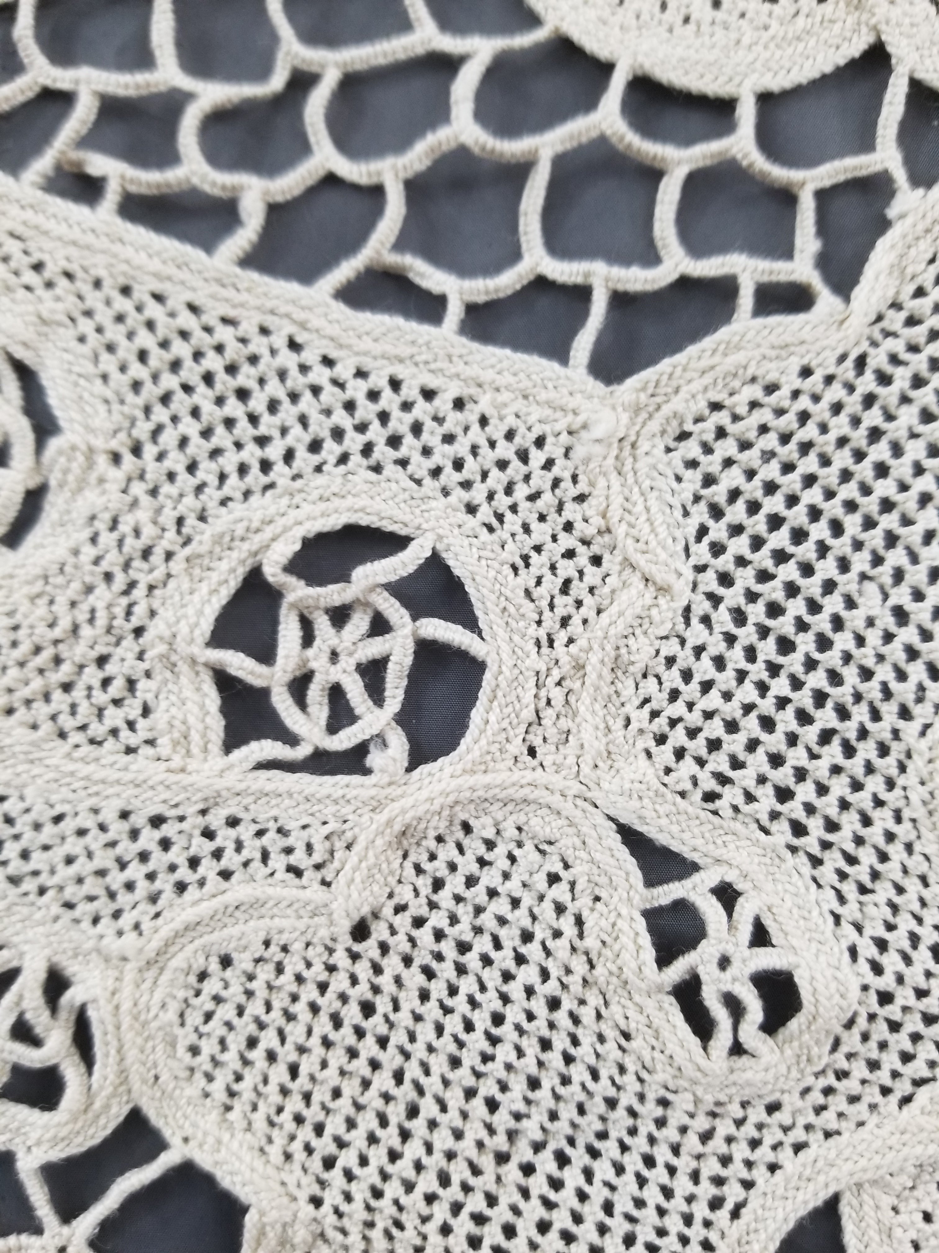 Vintage Italian Point De Venice Needle Lace Tablecloth 193x150cm