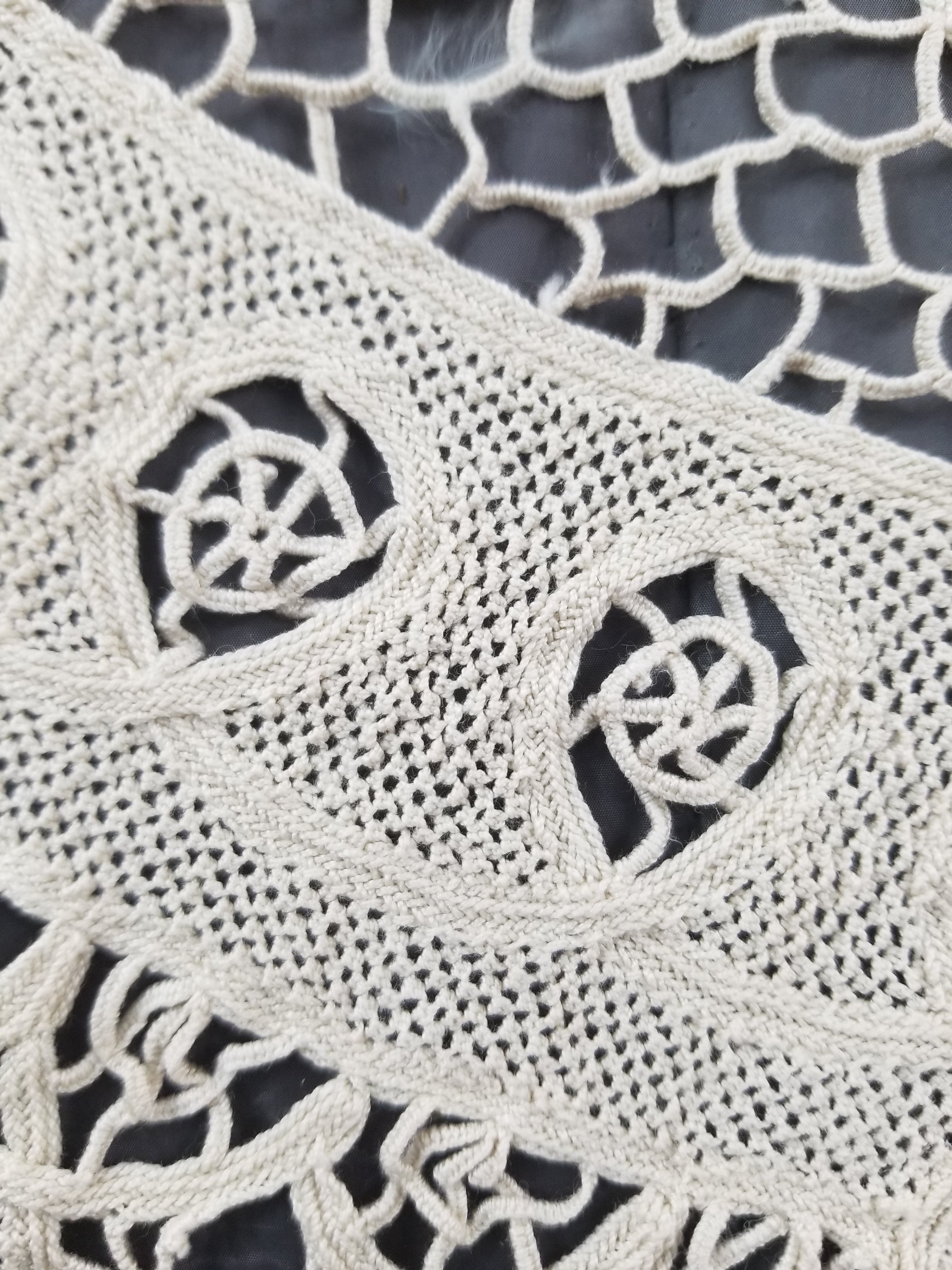 Vintage Italian Point De Venice Needle Lace Tablecloth 193x150cm