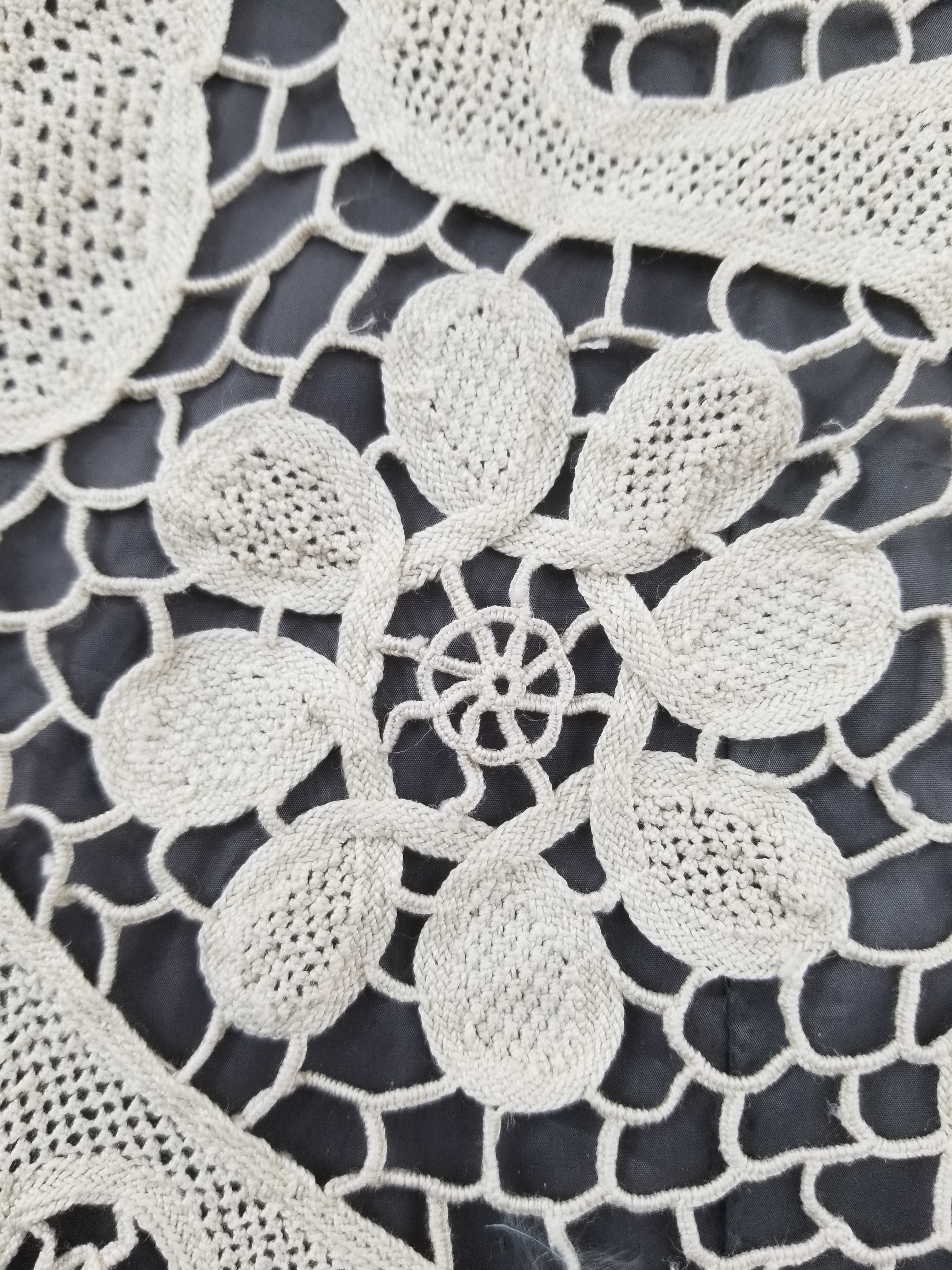 Vintage Italian Point De Venice Needle Lace Tablecloth 193x150cm
