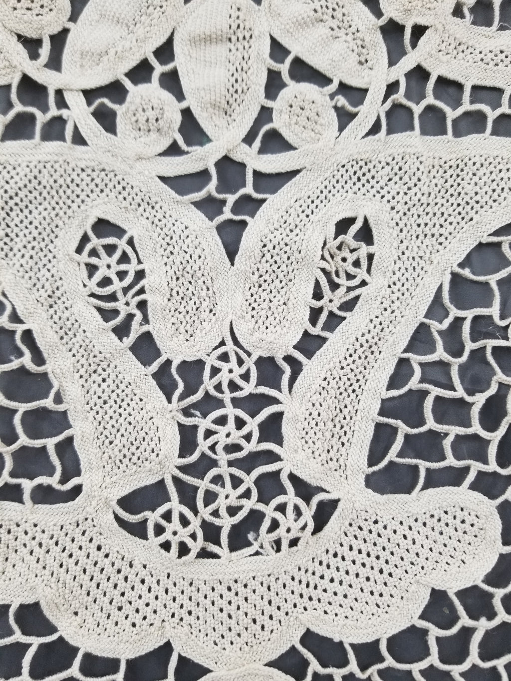 Vintage Italian Point De Venice Needle Lace Tablecloth 193x150cm