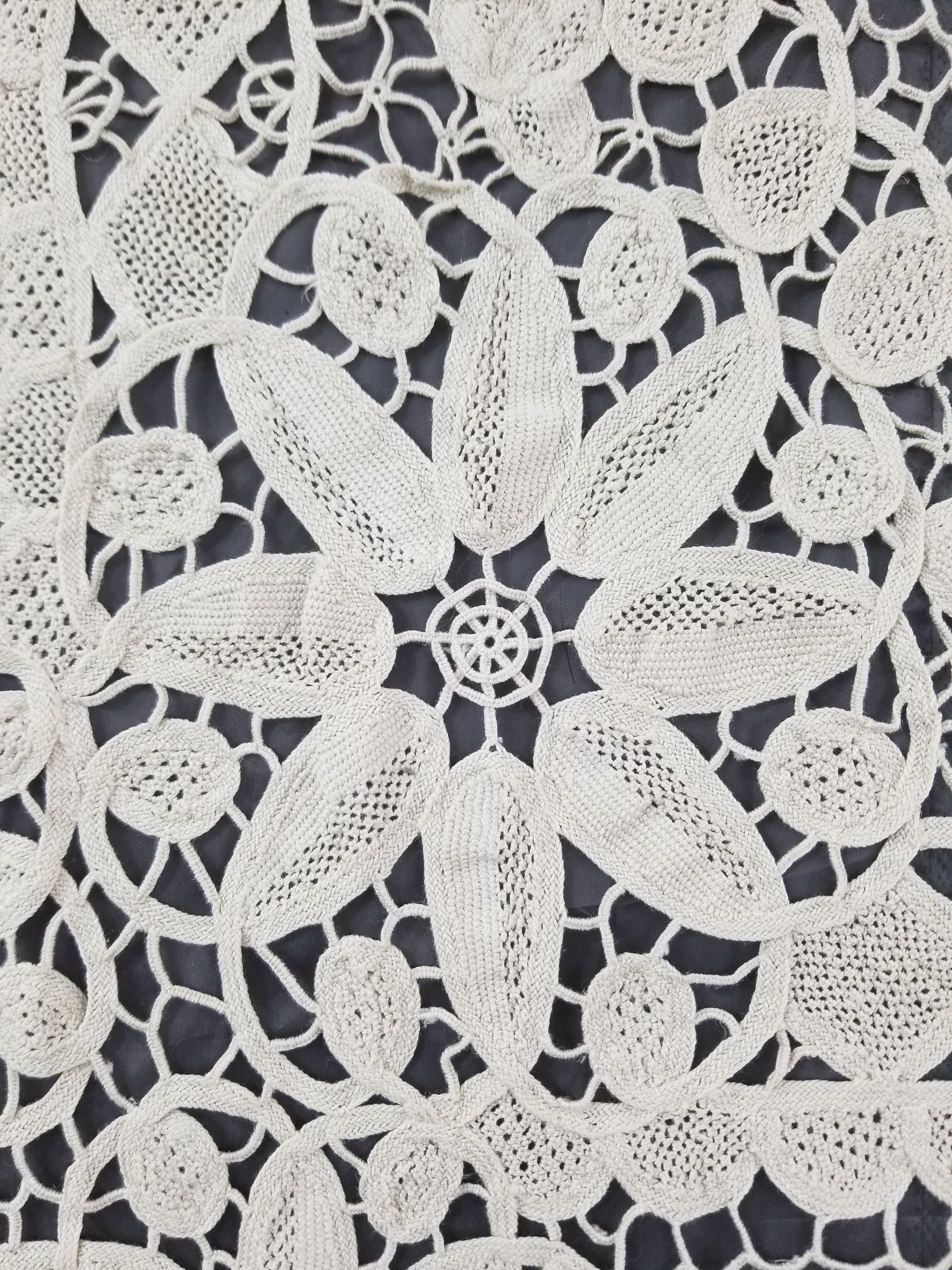 Vintage Italian Point De Venice Needle Lace Tablecloth 193x150cm