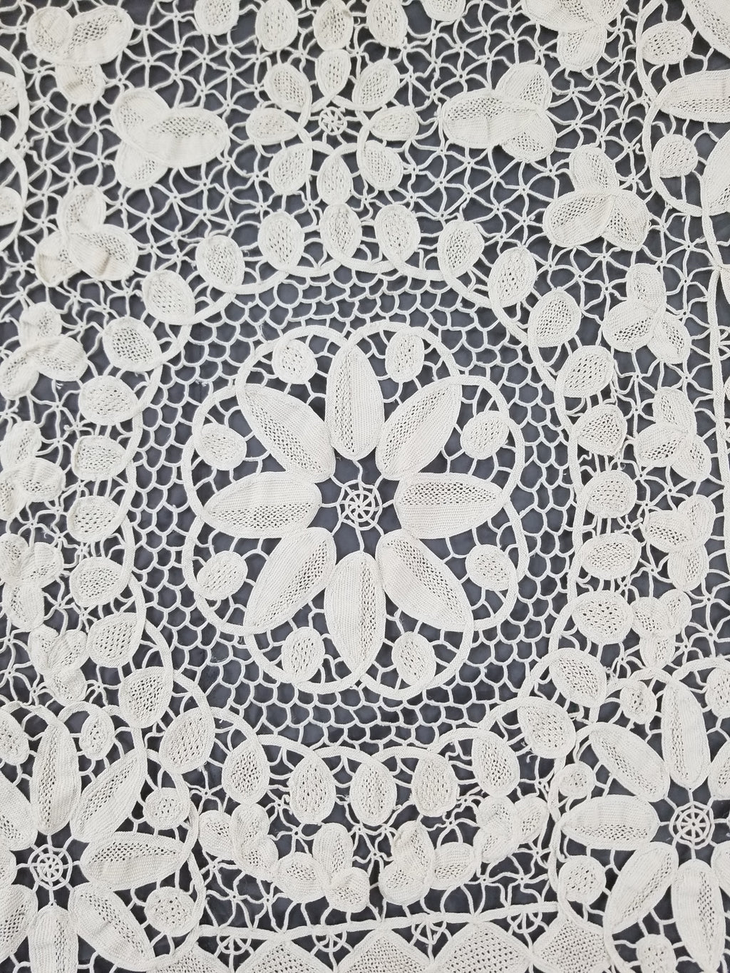 Vintage Italian Point De Venice Needle Lace Tablecloth 193x150cm