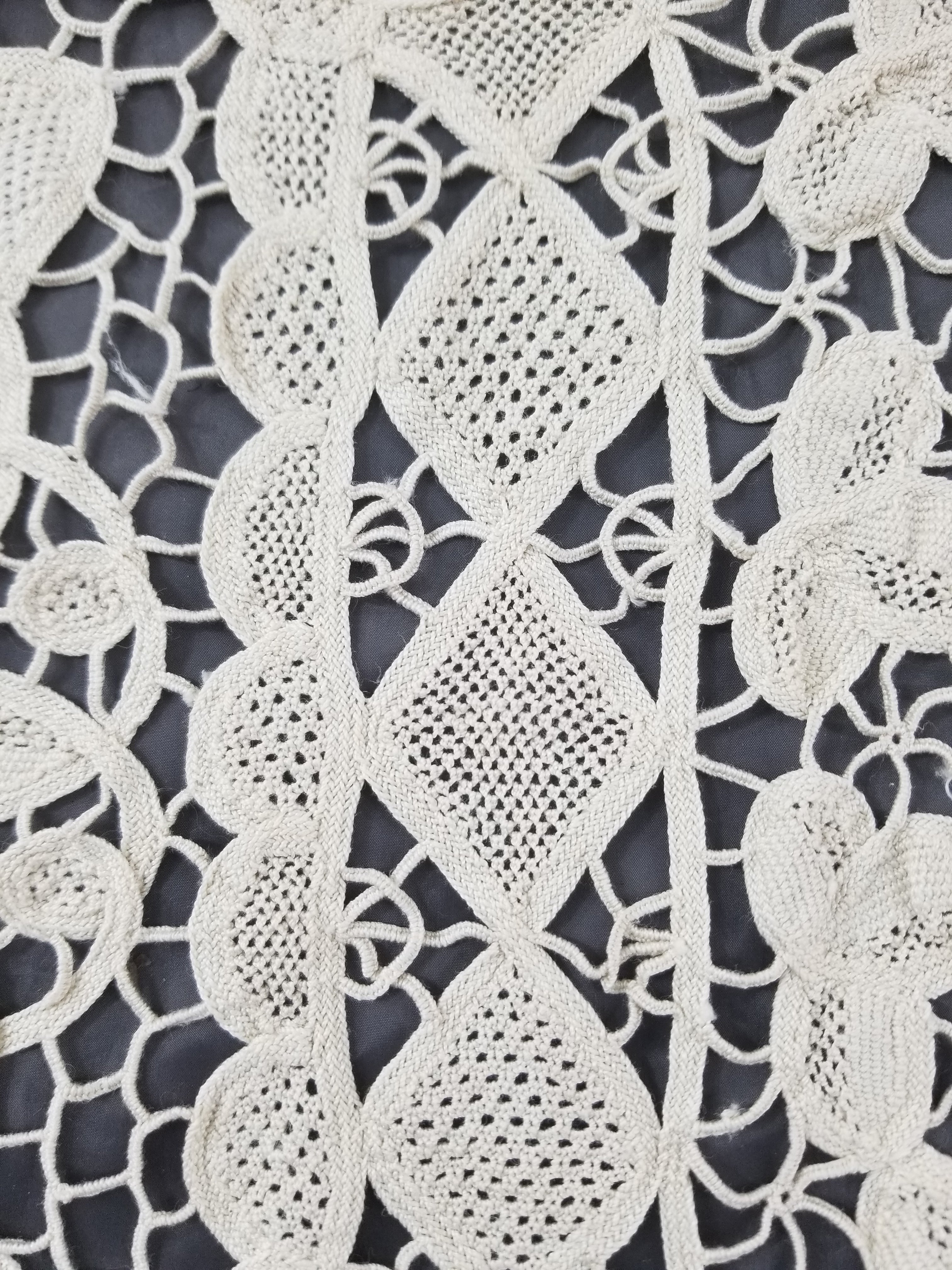 Vintage Italian Point De Venice Needle Lace Tablecloth 193x150cm