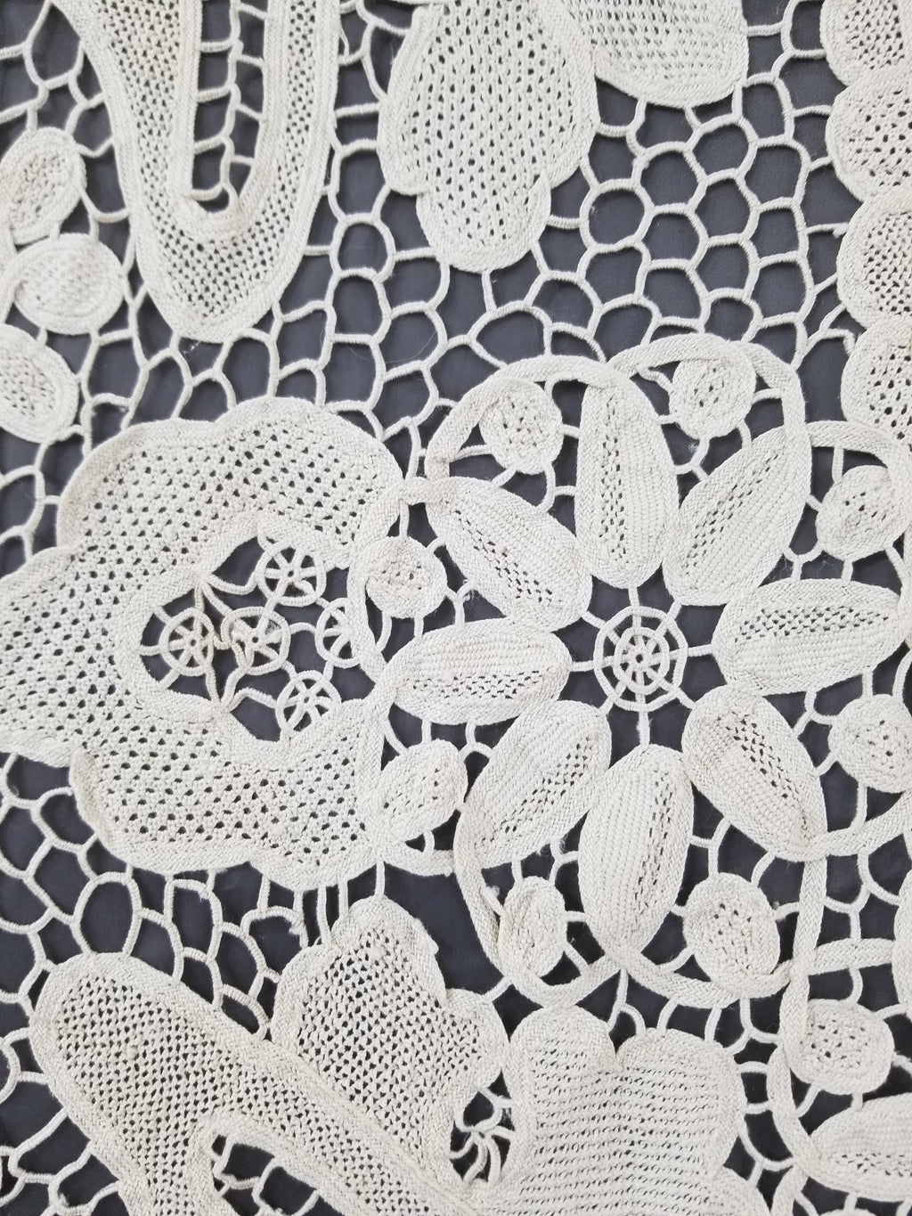 Vintage Italian Point De Venice Needle Lace Tablecloth 193x150cm