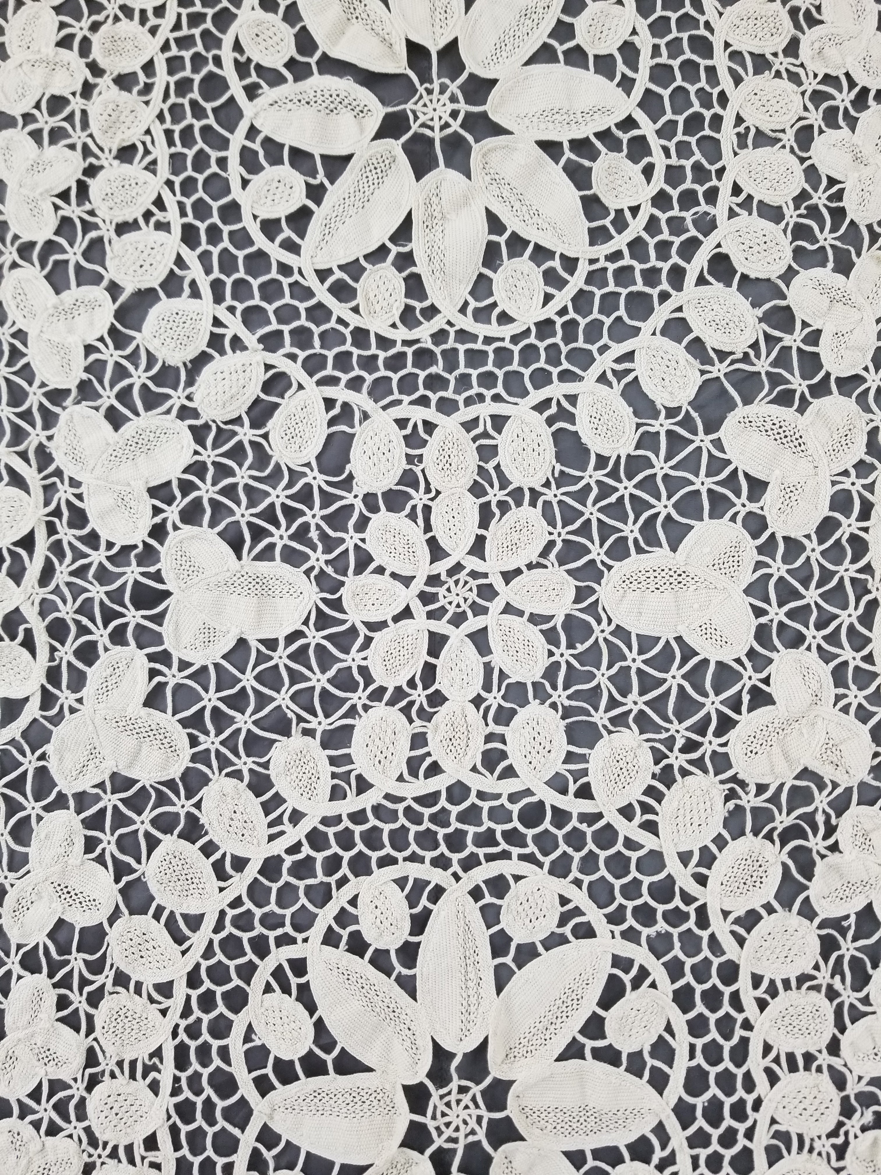 Vintage Italian Point De Venice Needle Lace Tablecloth 193x150cm