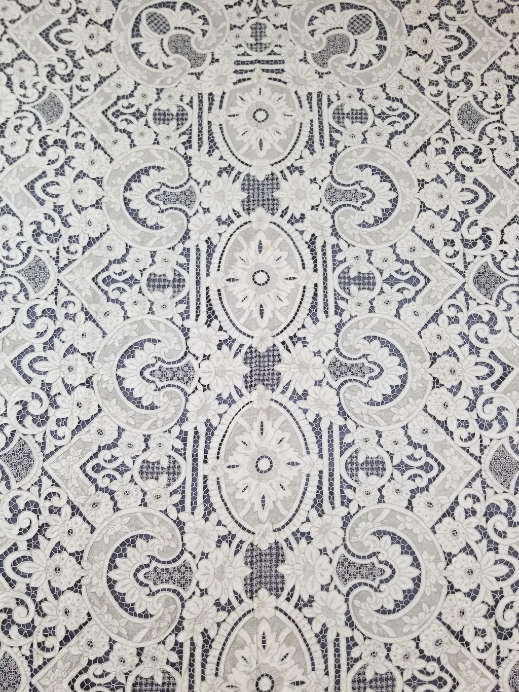 Vintage Madeira Hand Embroidered Cut Work Tablecloth 295x166cm