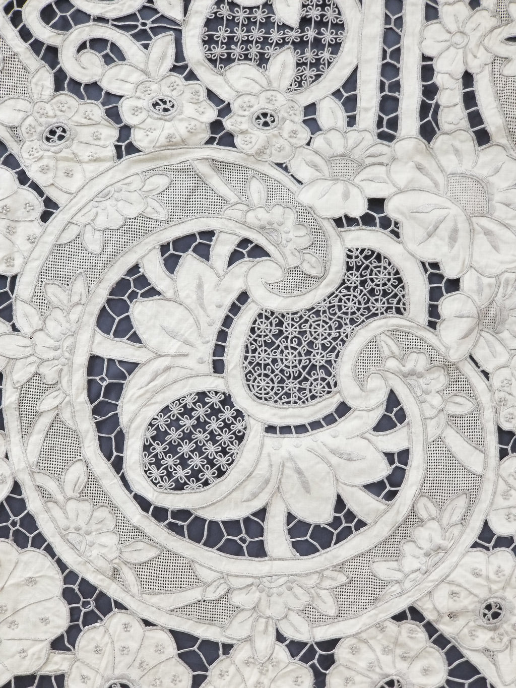 Vintage Madeira Hand Embroidered Cut Work Tablecloth 295x166cm