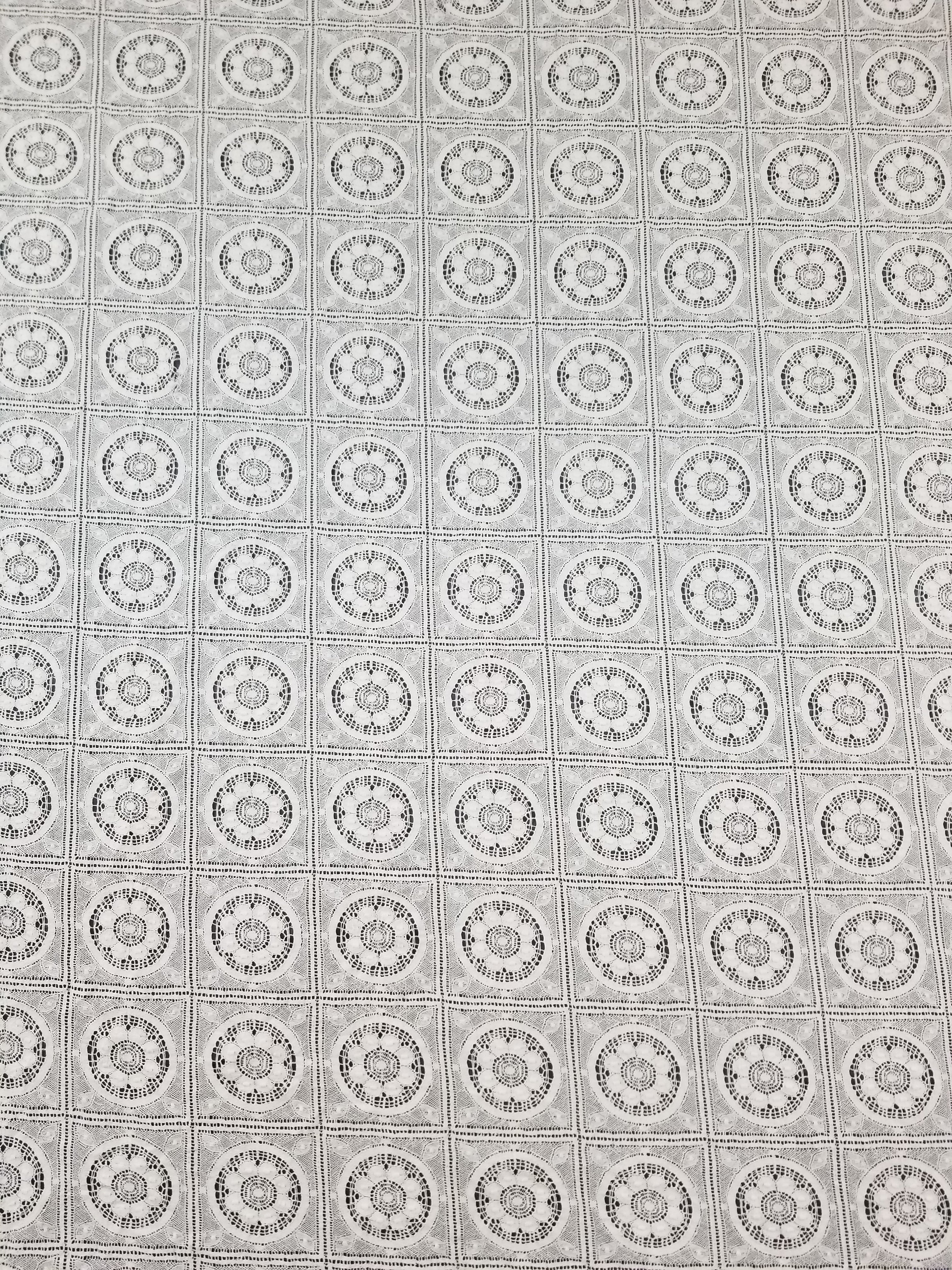 Vintage Itailian Handmade Crocheted Floral Tablecloth 326x224cm