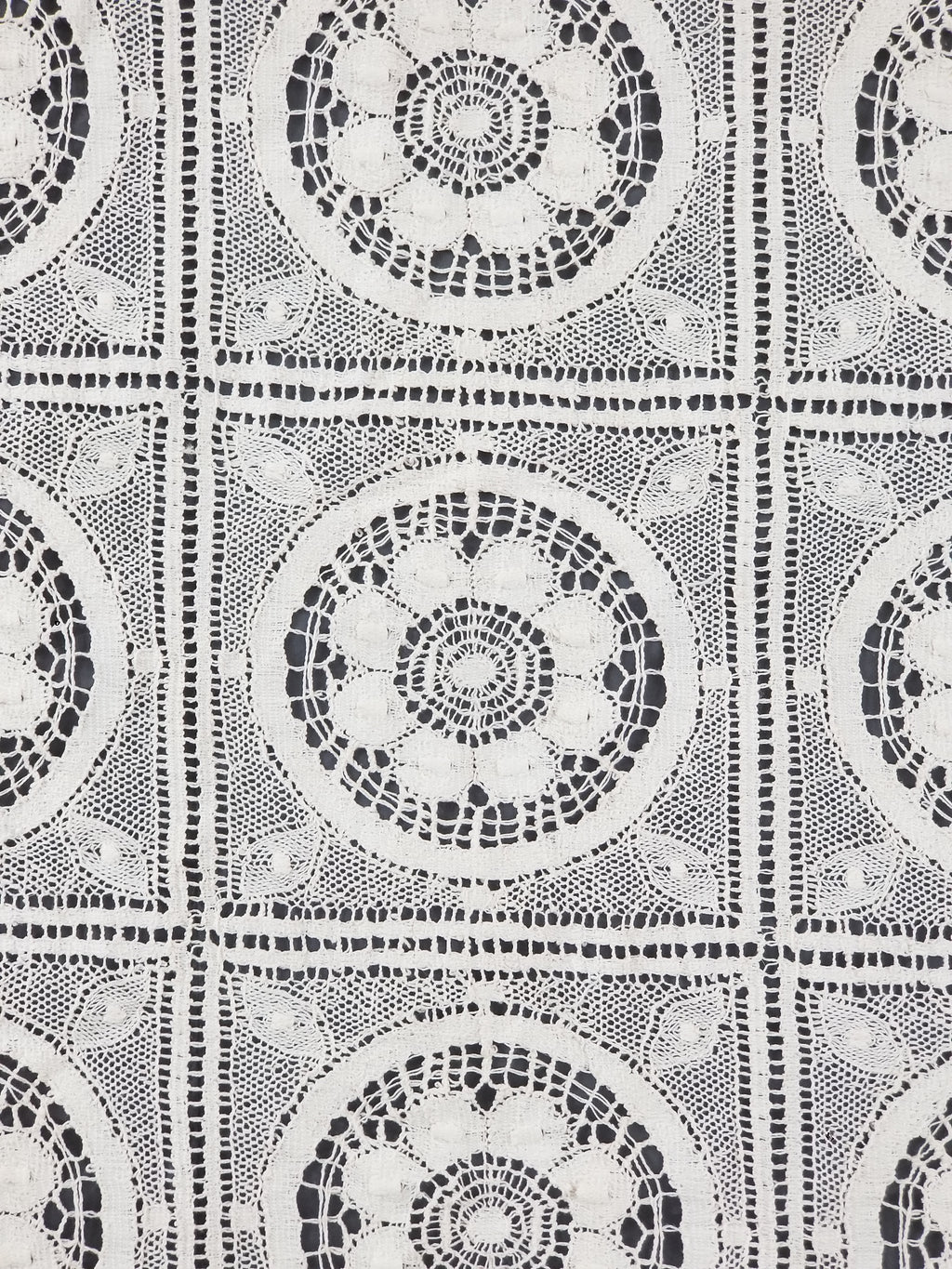 Vintage Itailian Handmade Crocheted Floral Tablecloth 326x224cm