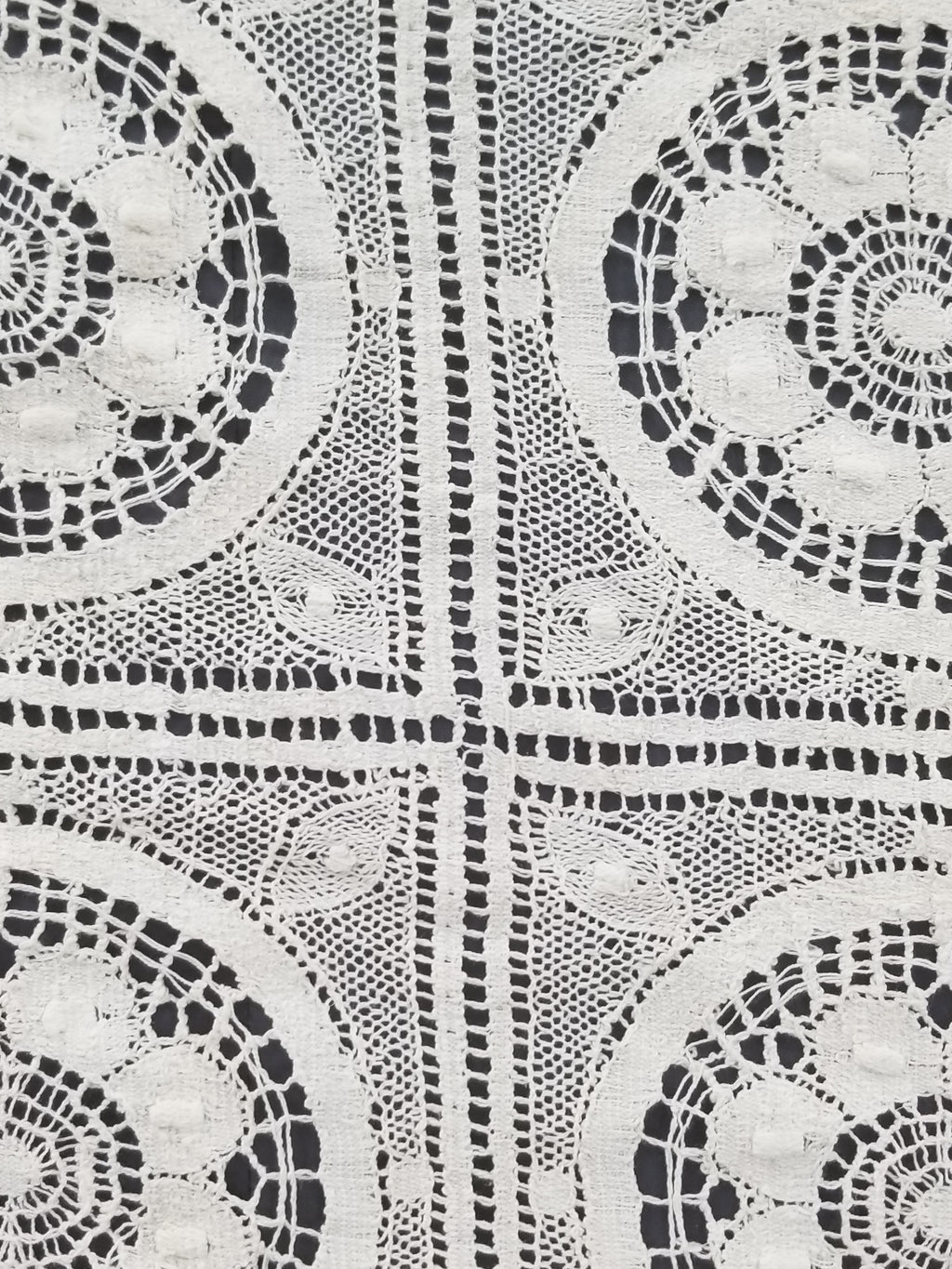 Vintage Itailian Handmade Crocheted Floral Tablecloth 326x224cm