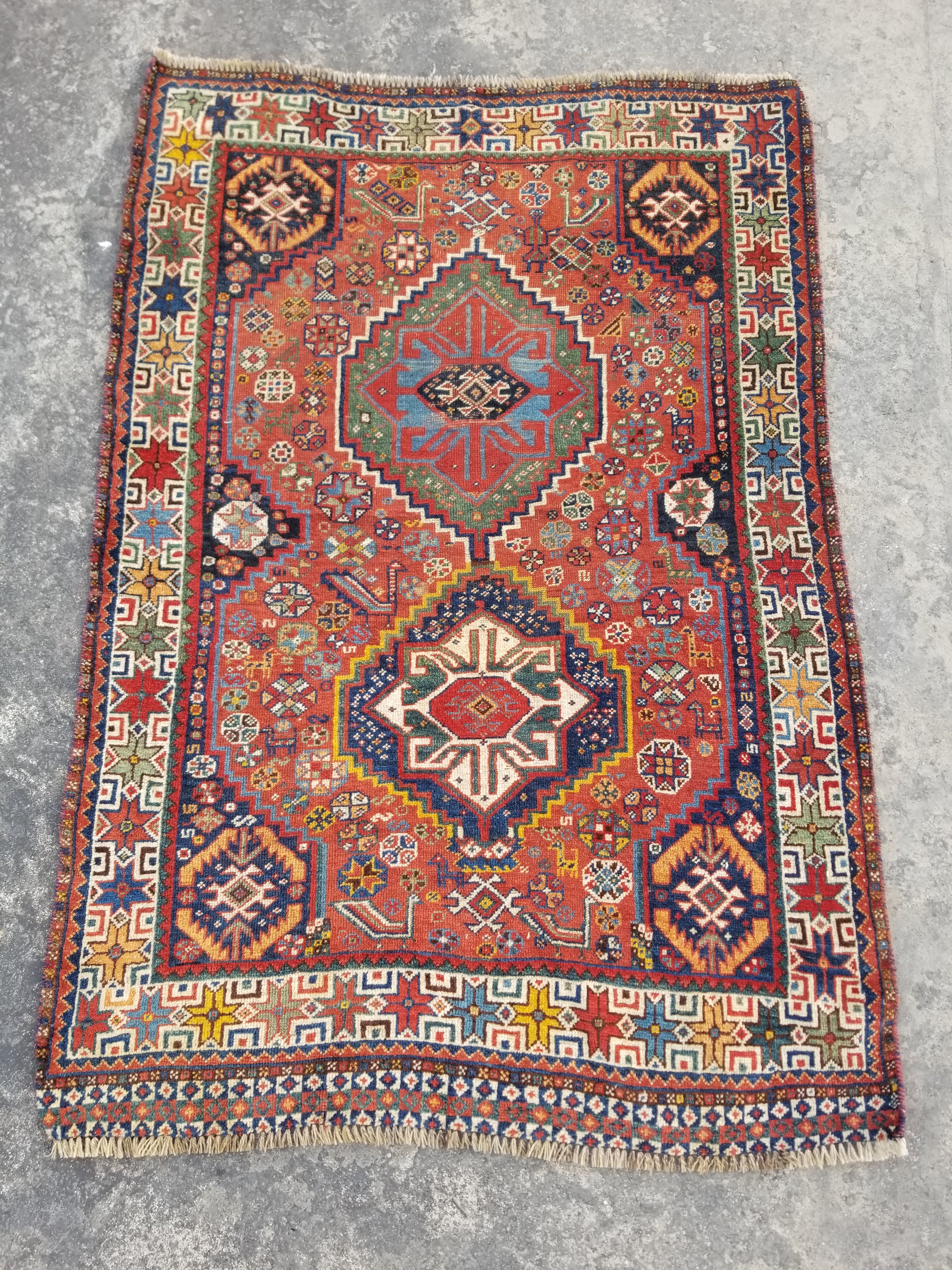Distressed Antique Traditional Handmade Caucasian Kazak Wool Rug 152x103cm