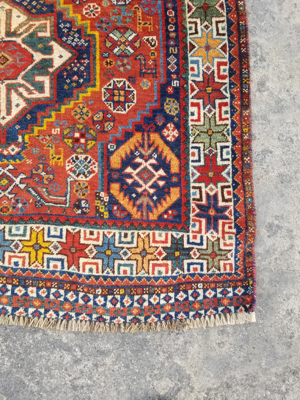 Distressed Antique Traditional Handmade Caucasian Kazak Wool Rug 152x103cm