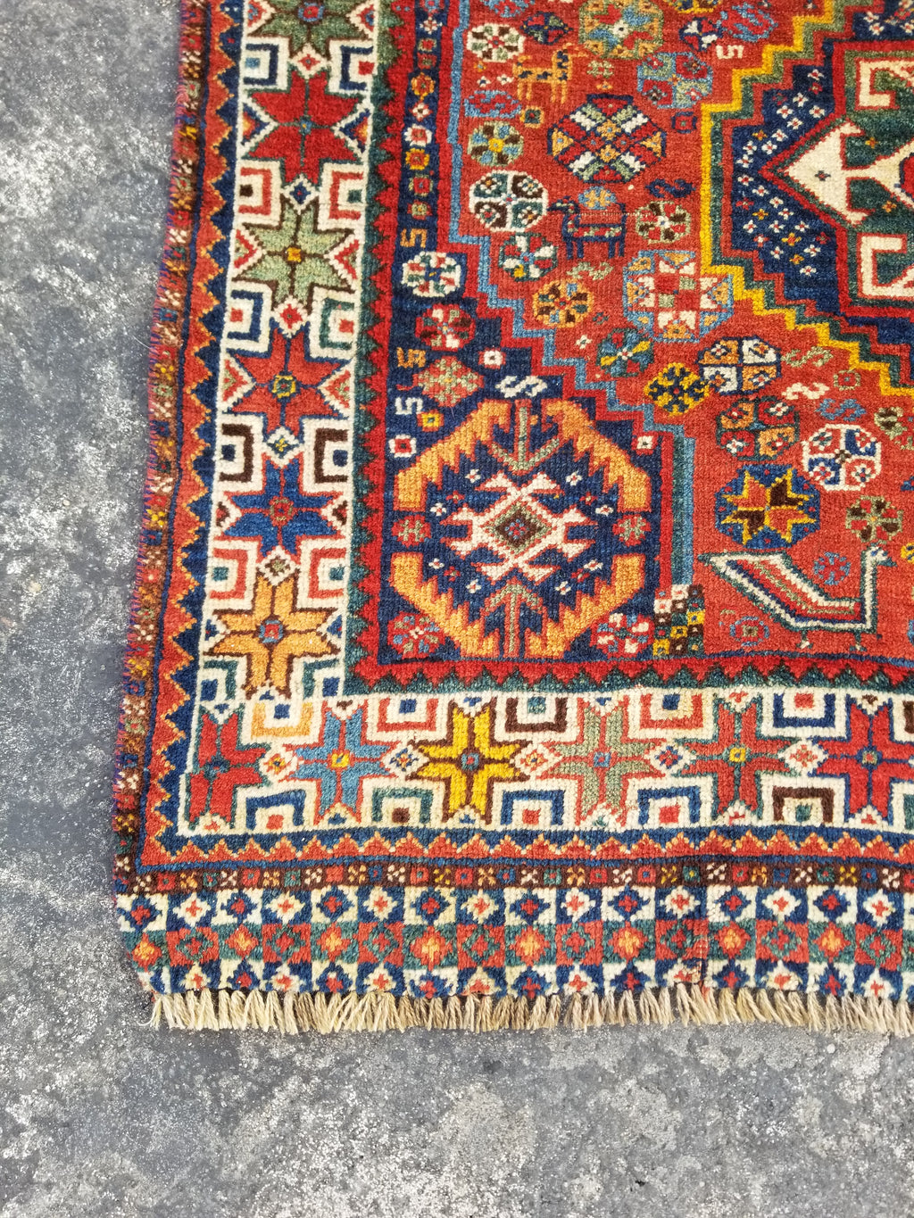 Distressed Antique Traditional Handmade Caucasian Kazak Wool Rug 152x103cm