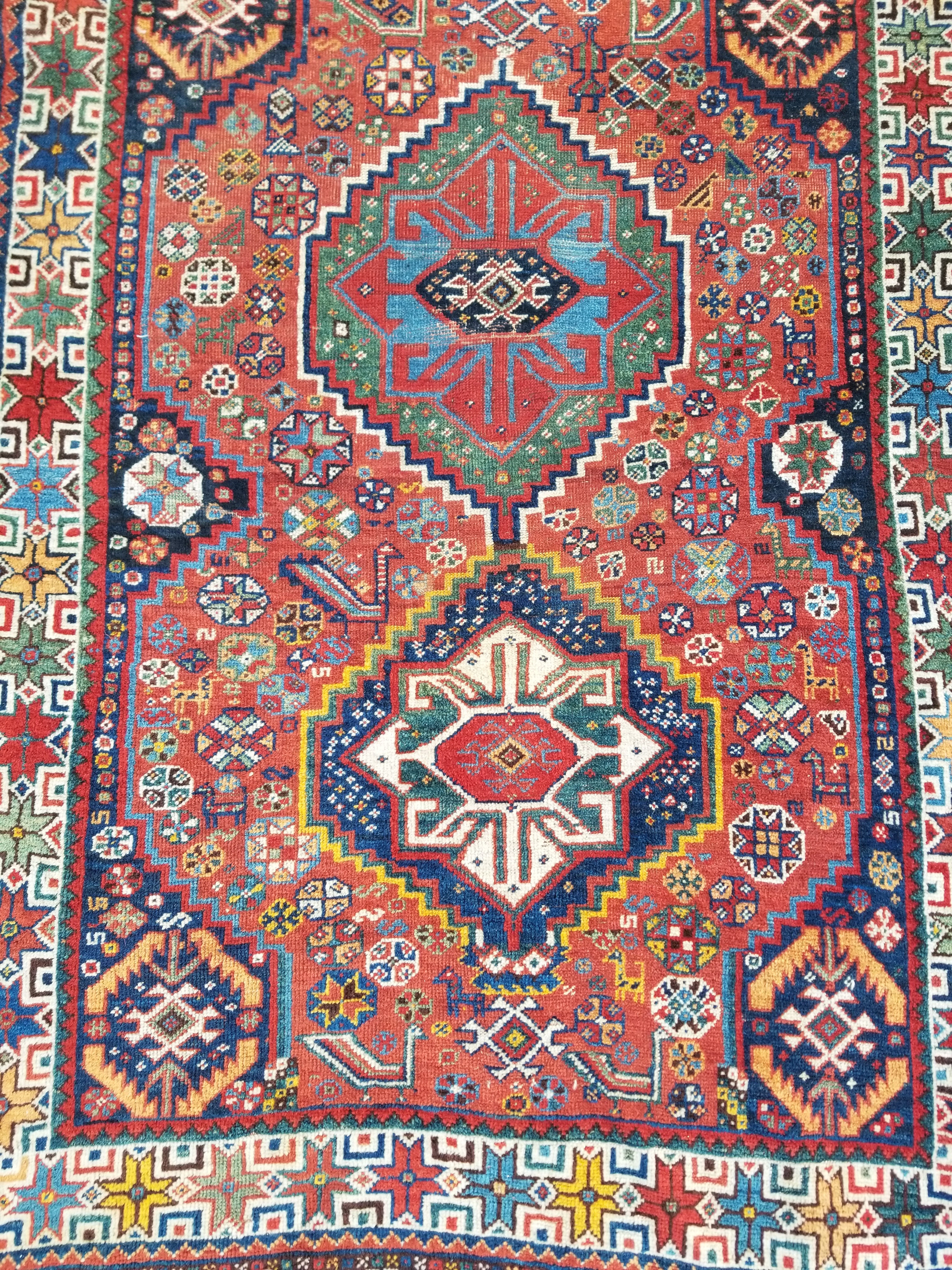 Distressed Antique Traditional Handmade Caucasian Kazak Wool Rug 152x103cm