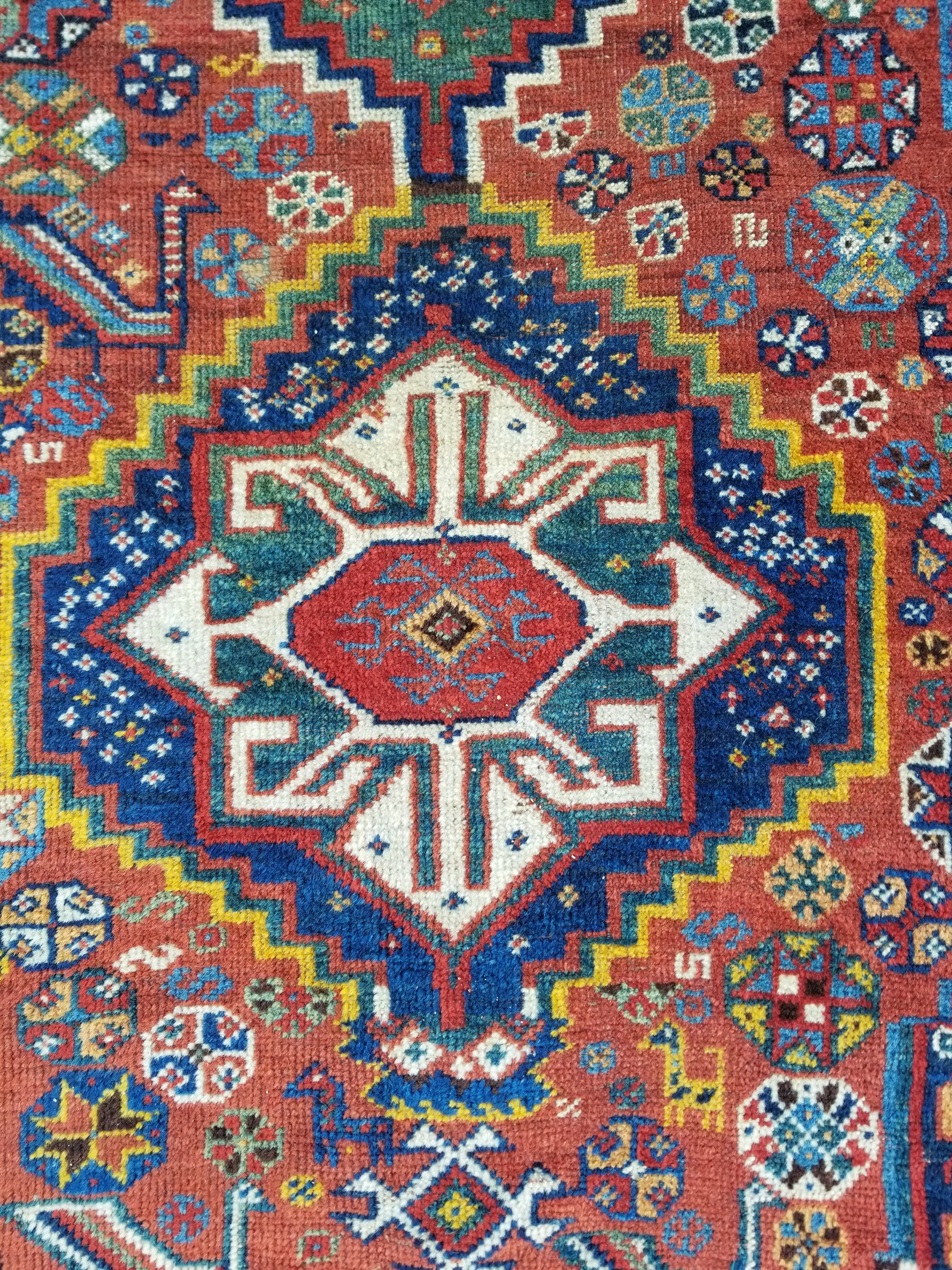 Distressed Antique Traditional Handmade Caucasian Kazak Wool Rug 152x103cm