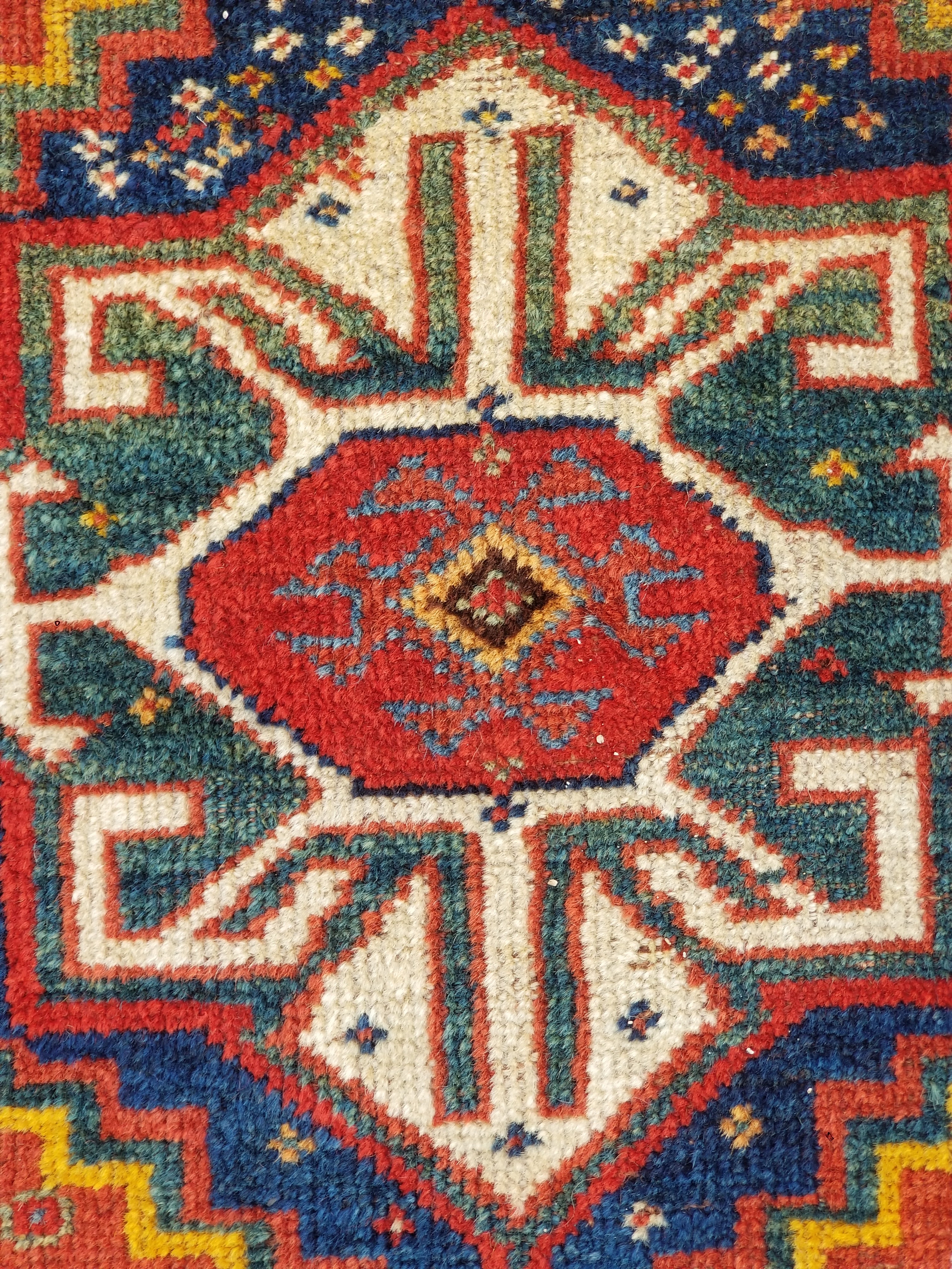 Distressed Antique Traditional Handmade Caucasian Kazak Wool Rug 152x103cm