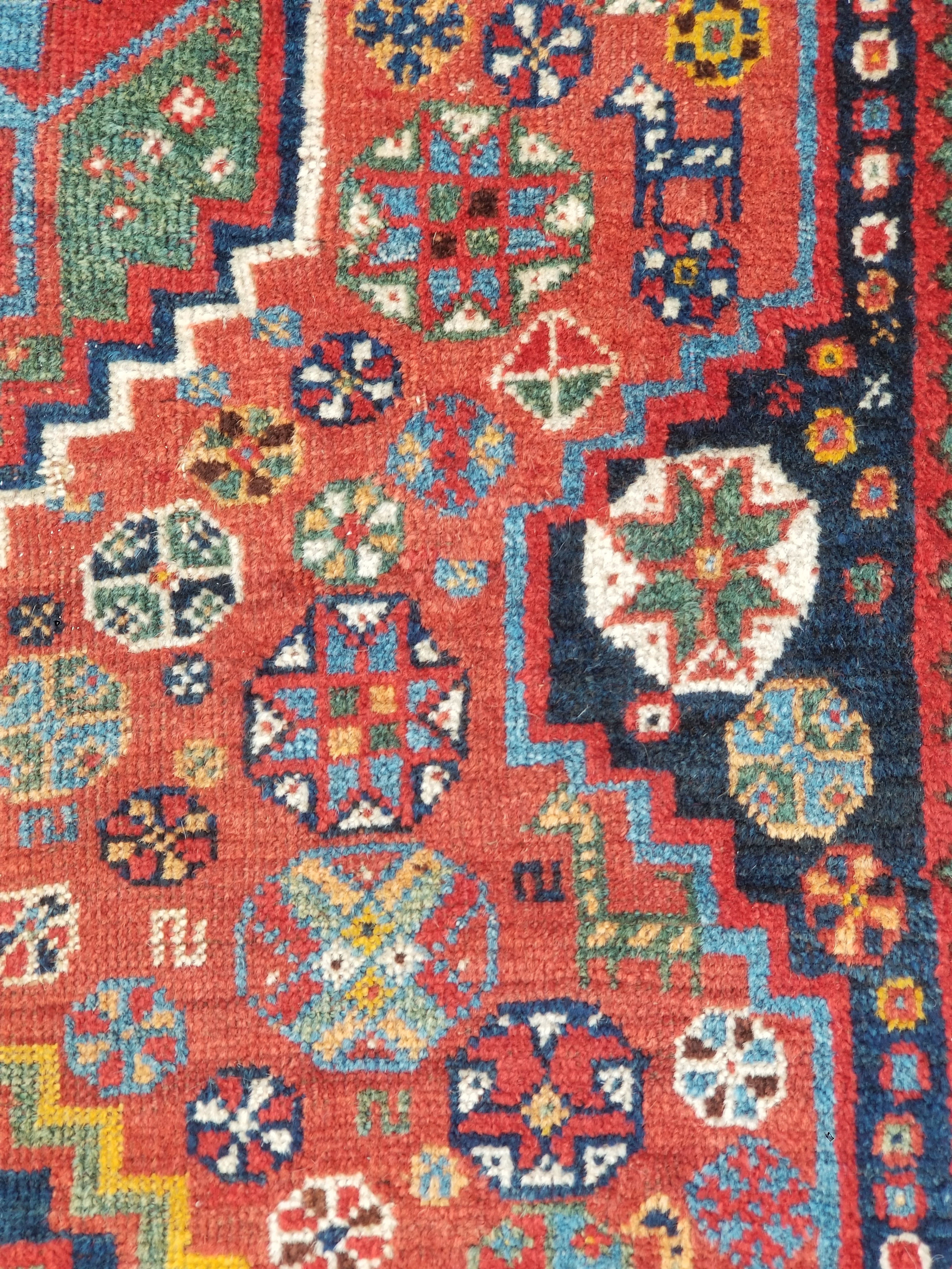 Distressed Antique Traditional Handmade Caucasian Kazak Wool Rug 152x103cm