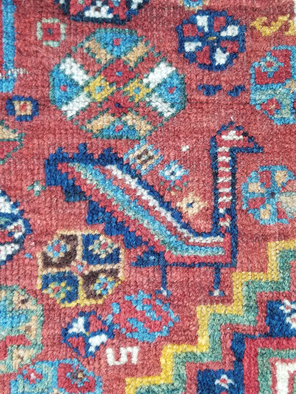 Distressed Antique Traditional Handmade Caucasian Kazak Wool Rug 152x103cm