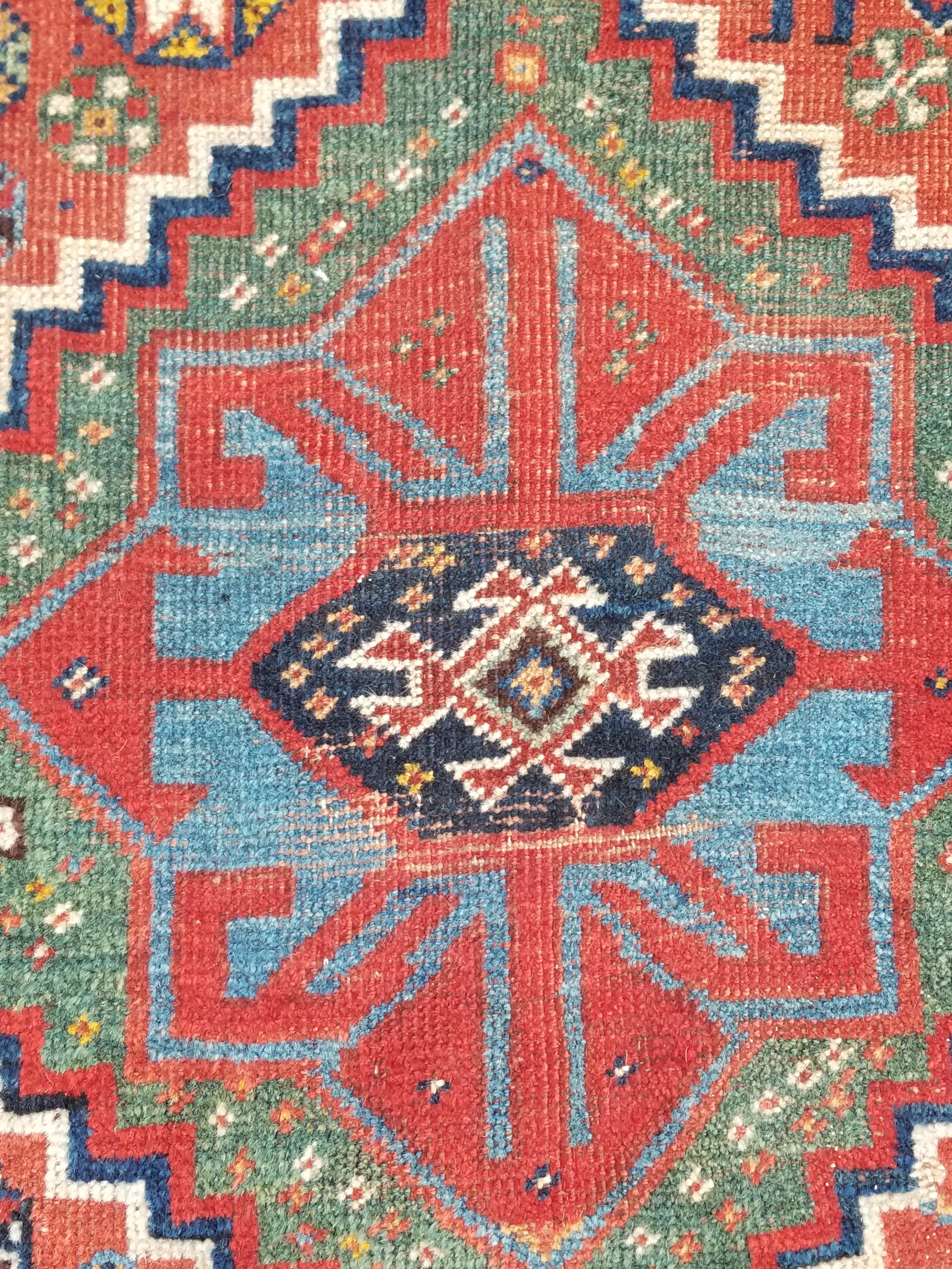 Distressed Antique Traditional Handmade Caucasian Kazak Wool Rug 152x103cm