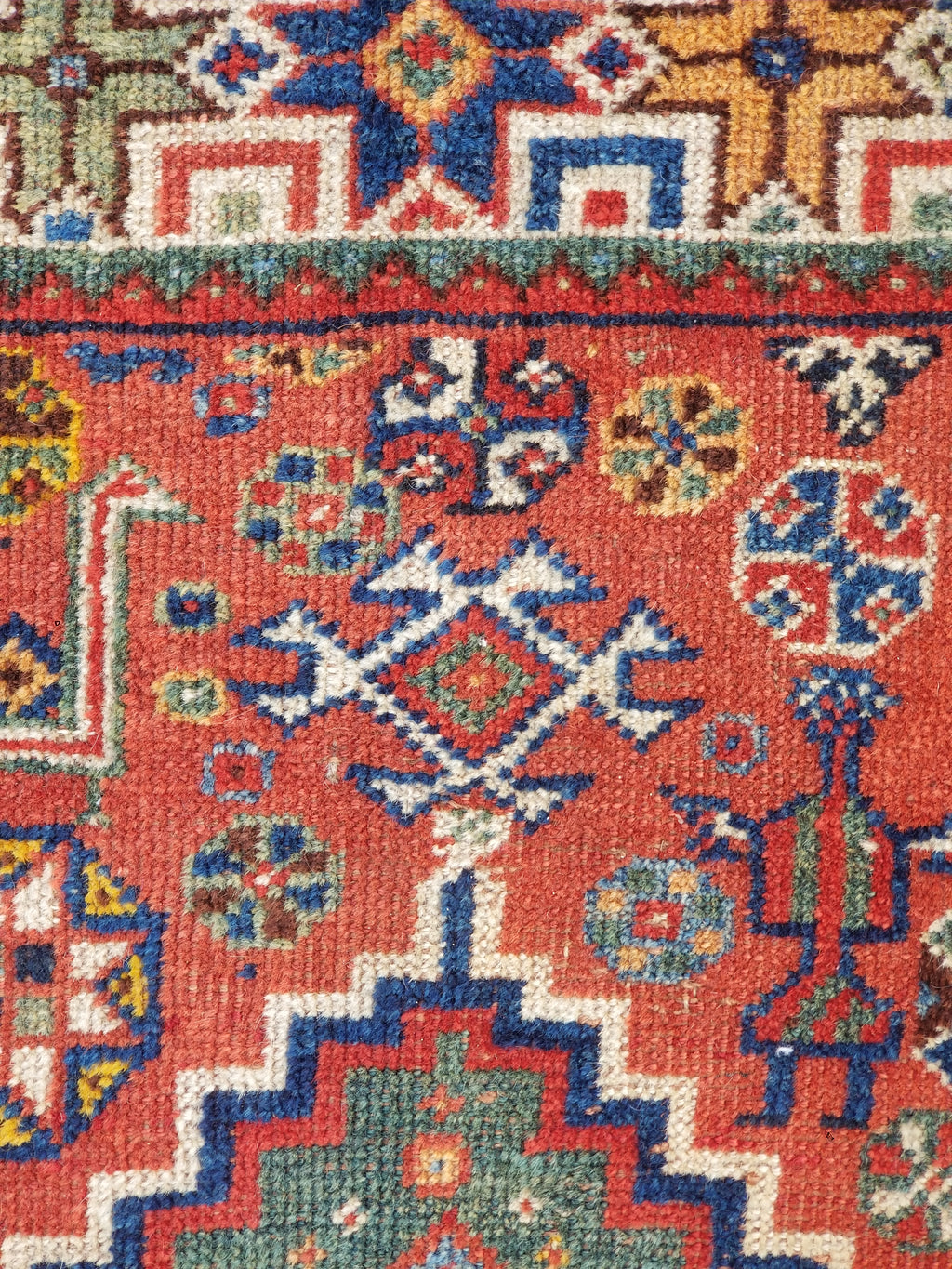 Distressed Antique Traditional Handmade Caucasian Kazak Wool Rug 152x103cm
