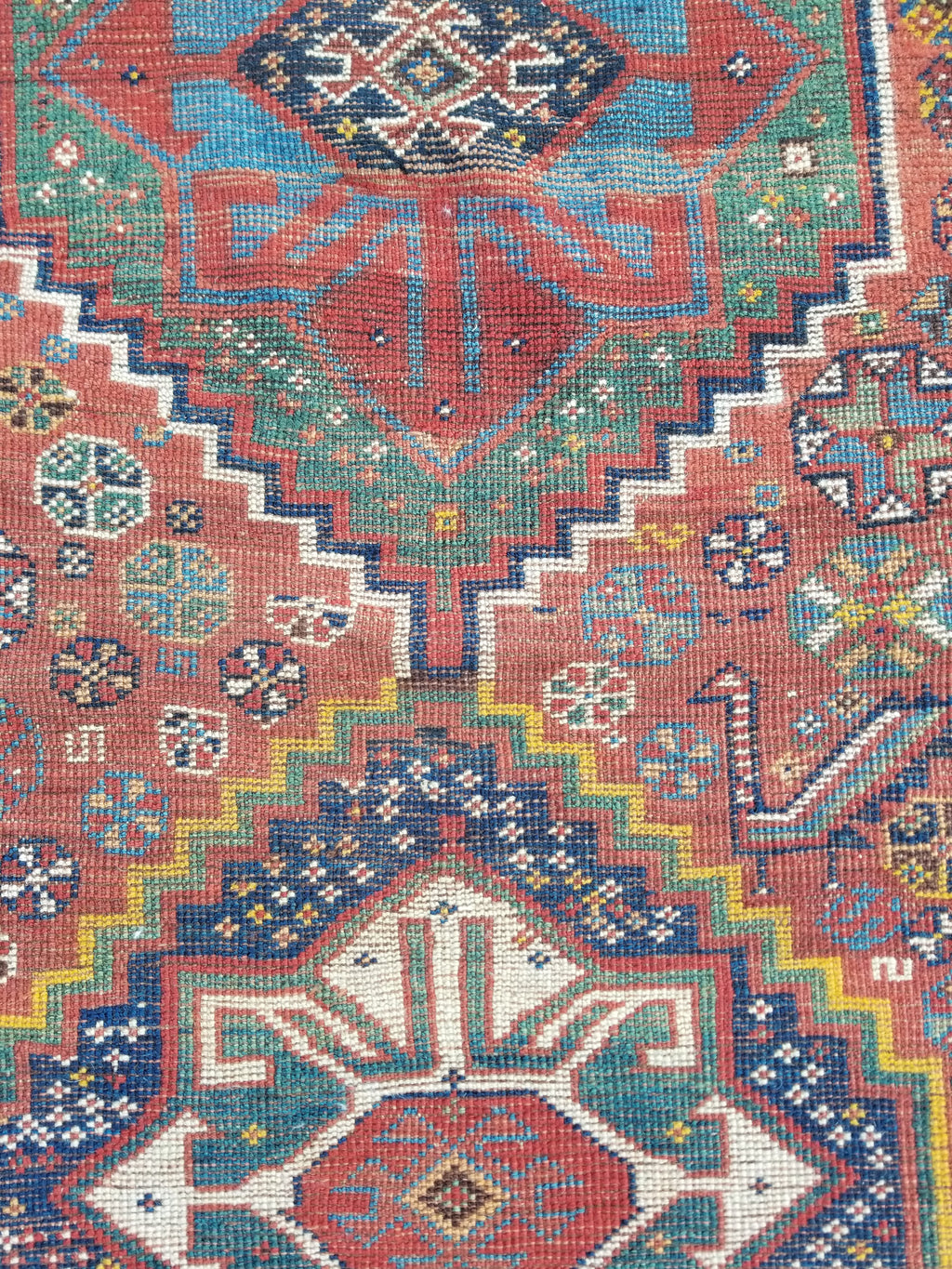 Distressed Antique Traditional Handmade Caucasian Kazak Wool Rug 152x103cm
