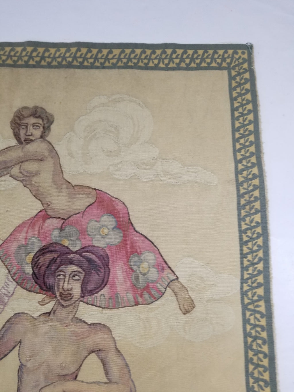 Antique 18thC French Aubusson Handwoven Wall Hanging Tapestry with Sign 192x145cm