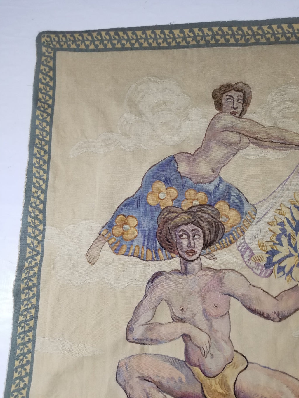 Antique 18thC French Aubusson Handwoven Wall Hanging Tapestry with Sign 192x145cm