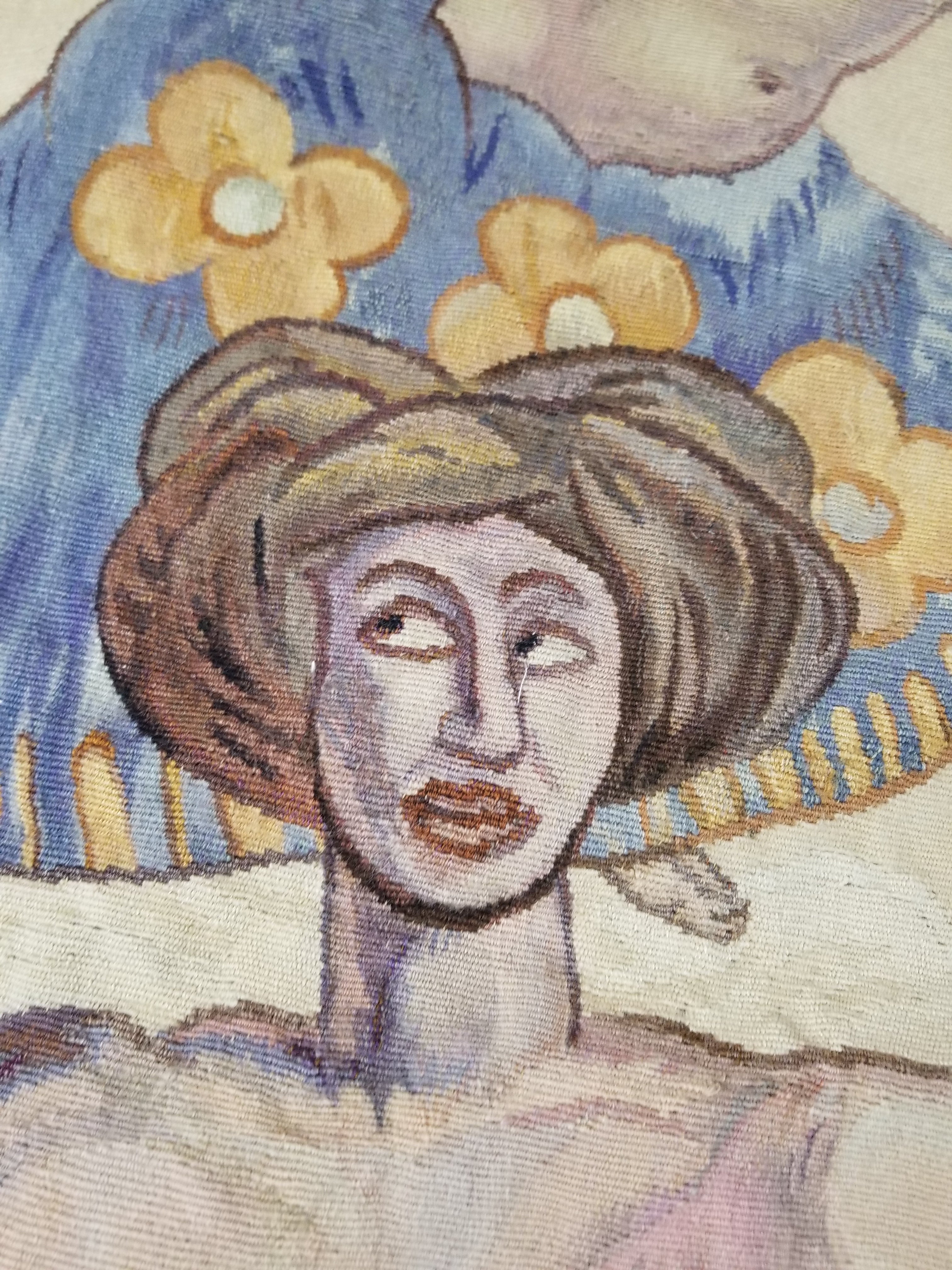 Antique 18thC French Aubusson Handwoven Wall Hanging Tapestry with Sign 192x145cm