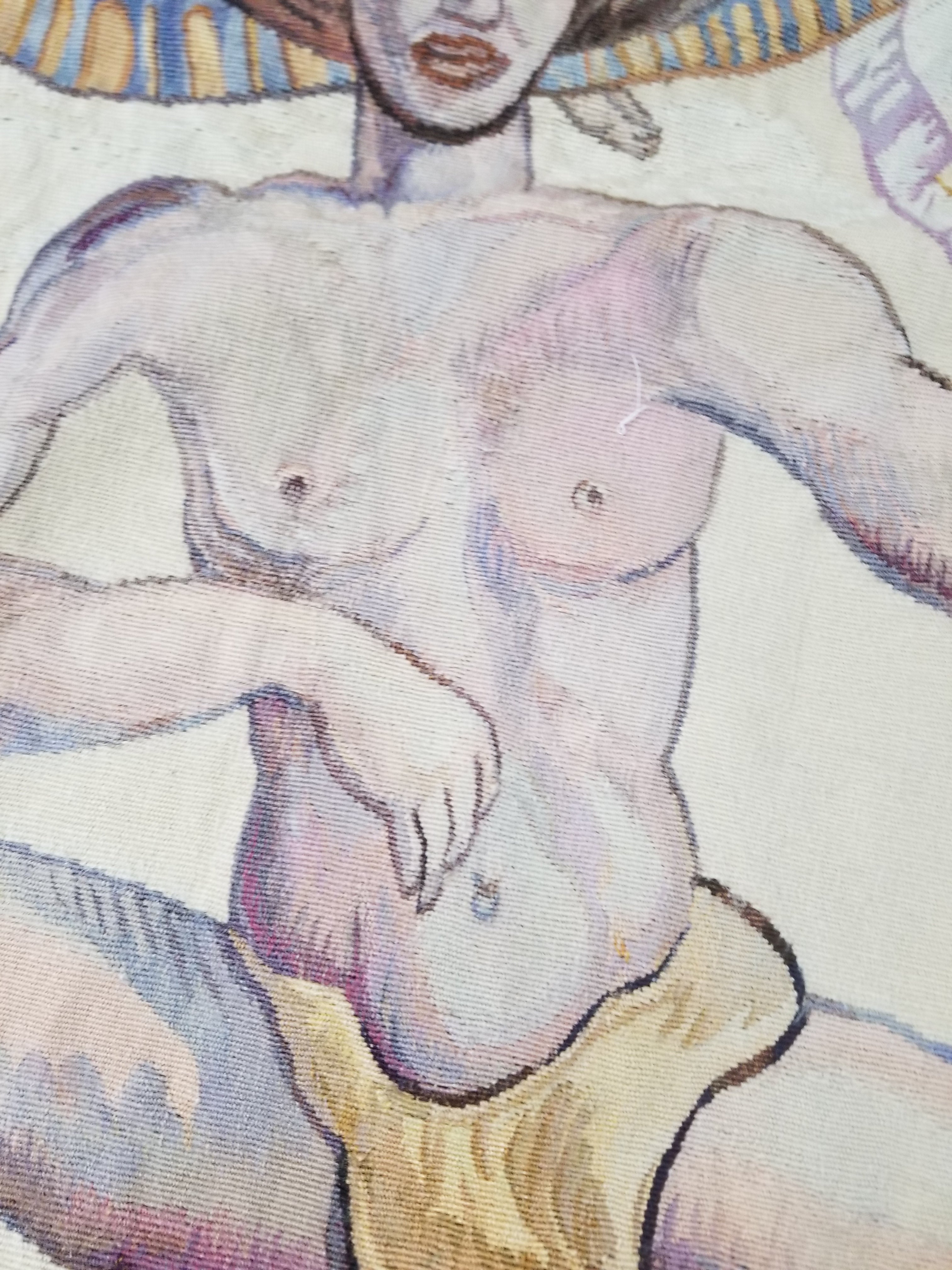 Antique 18thC French Aubusson Handwoven Wall Hanging Tapestry with Sign 192x145cm