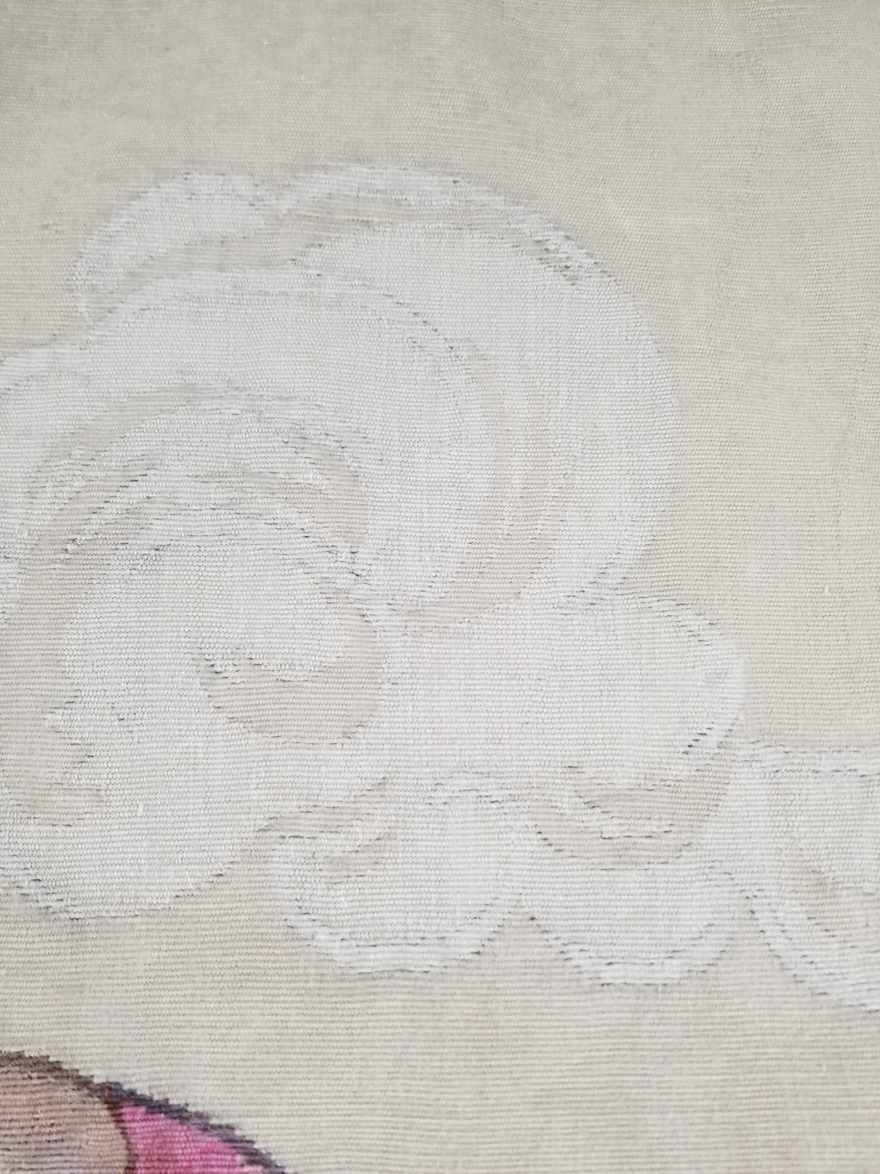 Antique 18thC French Aubusson Handwoven Wall Hanging Tapestry with Sign 192x145cm