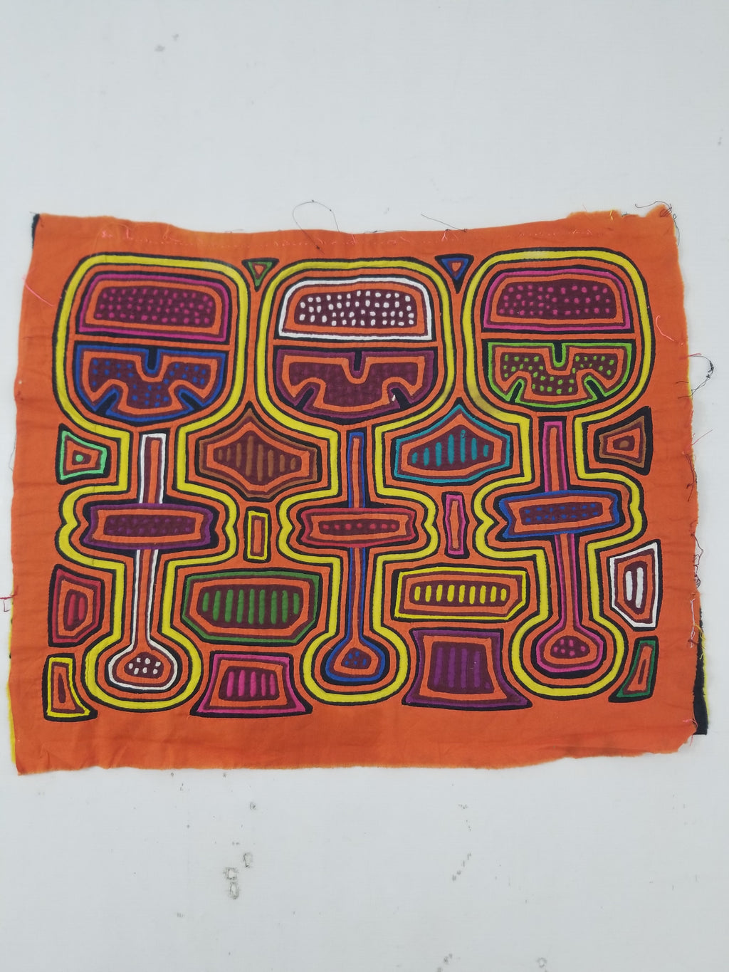 Vintage Traditional Kuna Mola Applique Work Folk Art Panel 46x36cm