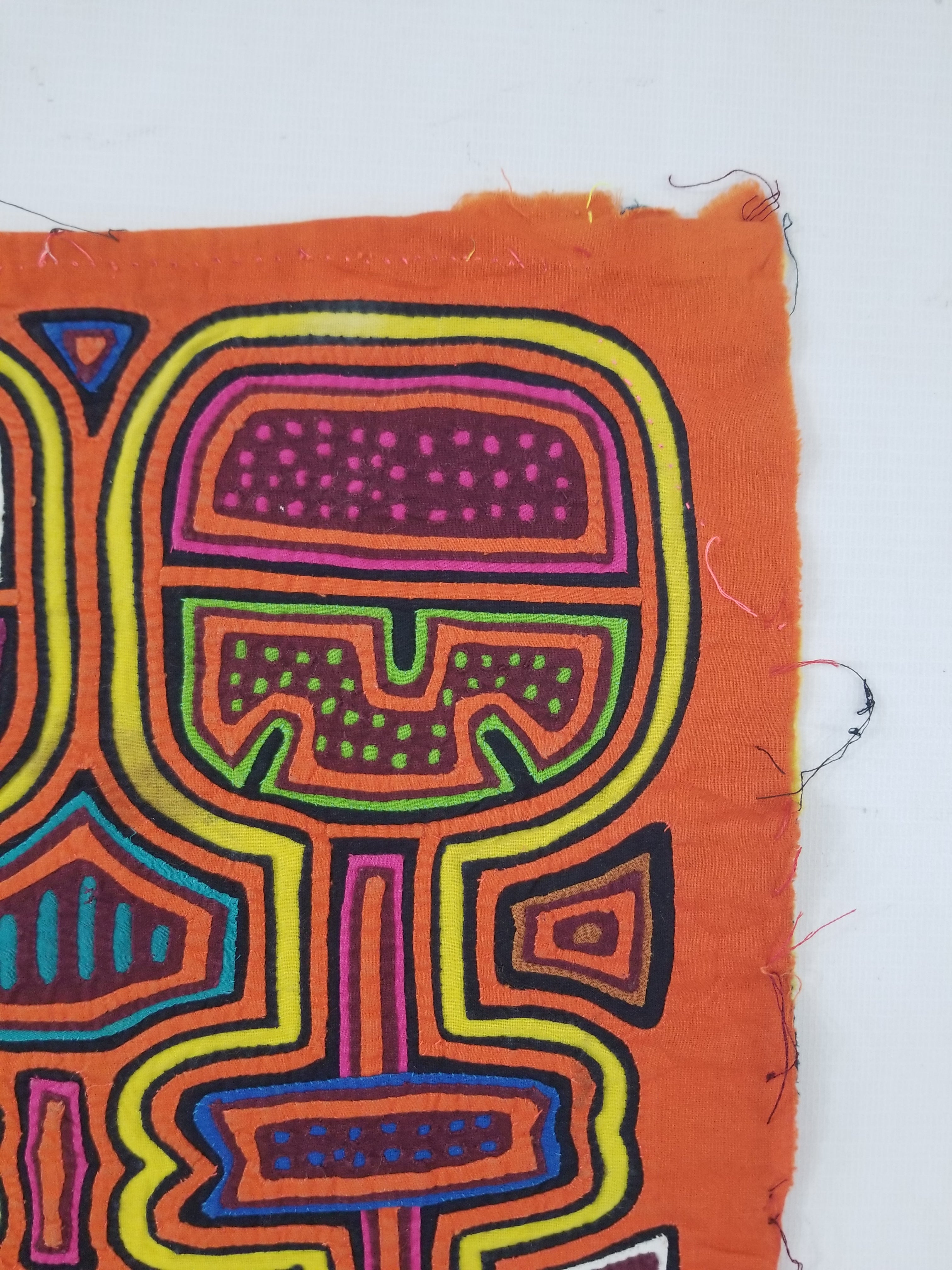Vintage Traditional Kuna Mola Applique Work Folk Art Panel 46x36cm