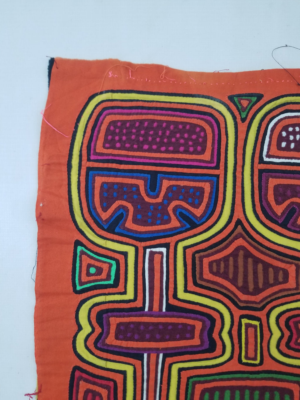 Vintage Traditional Kuna Mola Applique Work Folk Art Panel 46x36cm