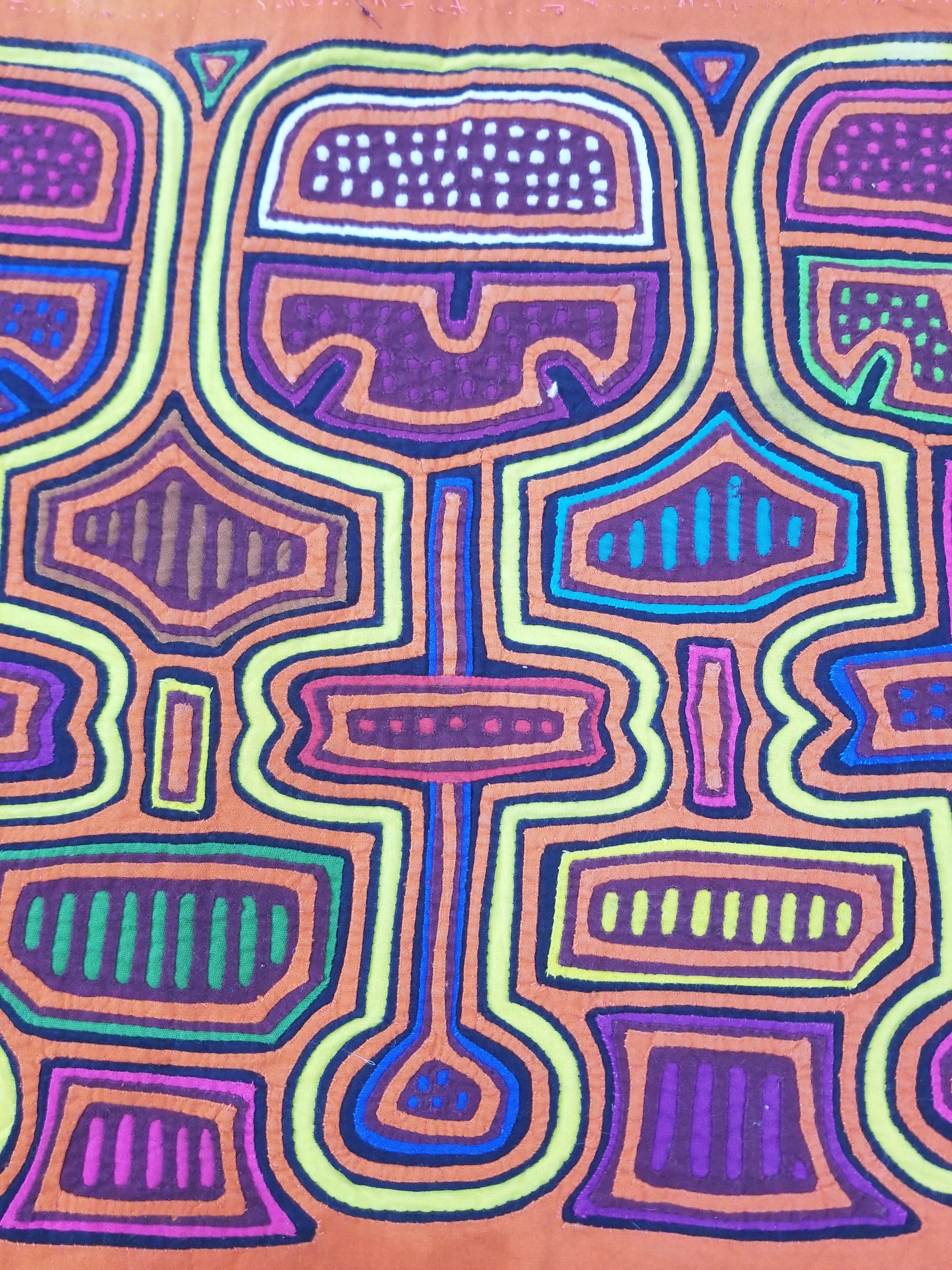 Vintage Traditional Kuna Mola Applique Work Folk Art Panel 46x36cm