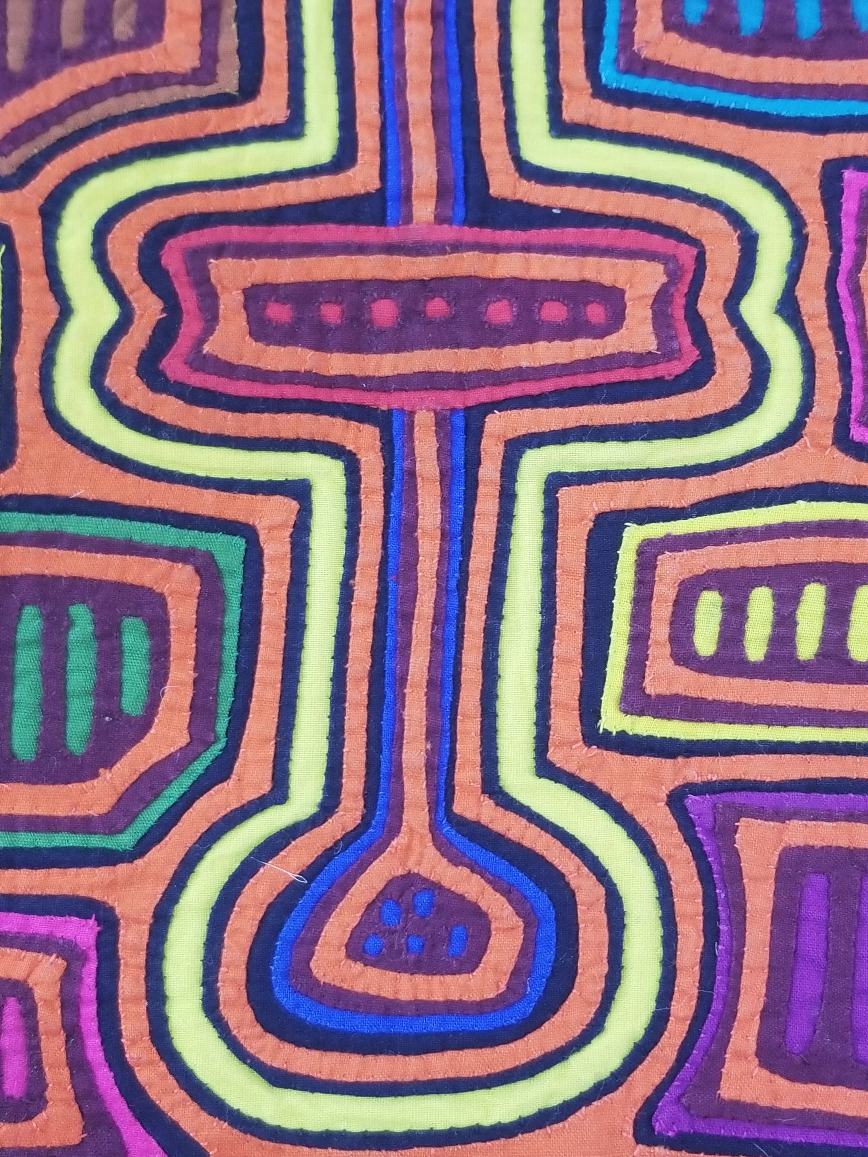 Vintage Traditional Kuna Mola Applique Work Folk Art Panel 46x36cm