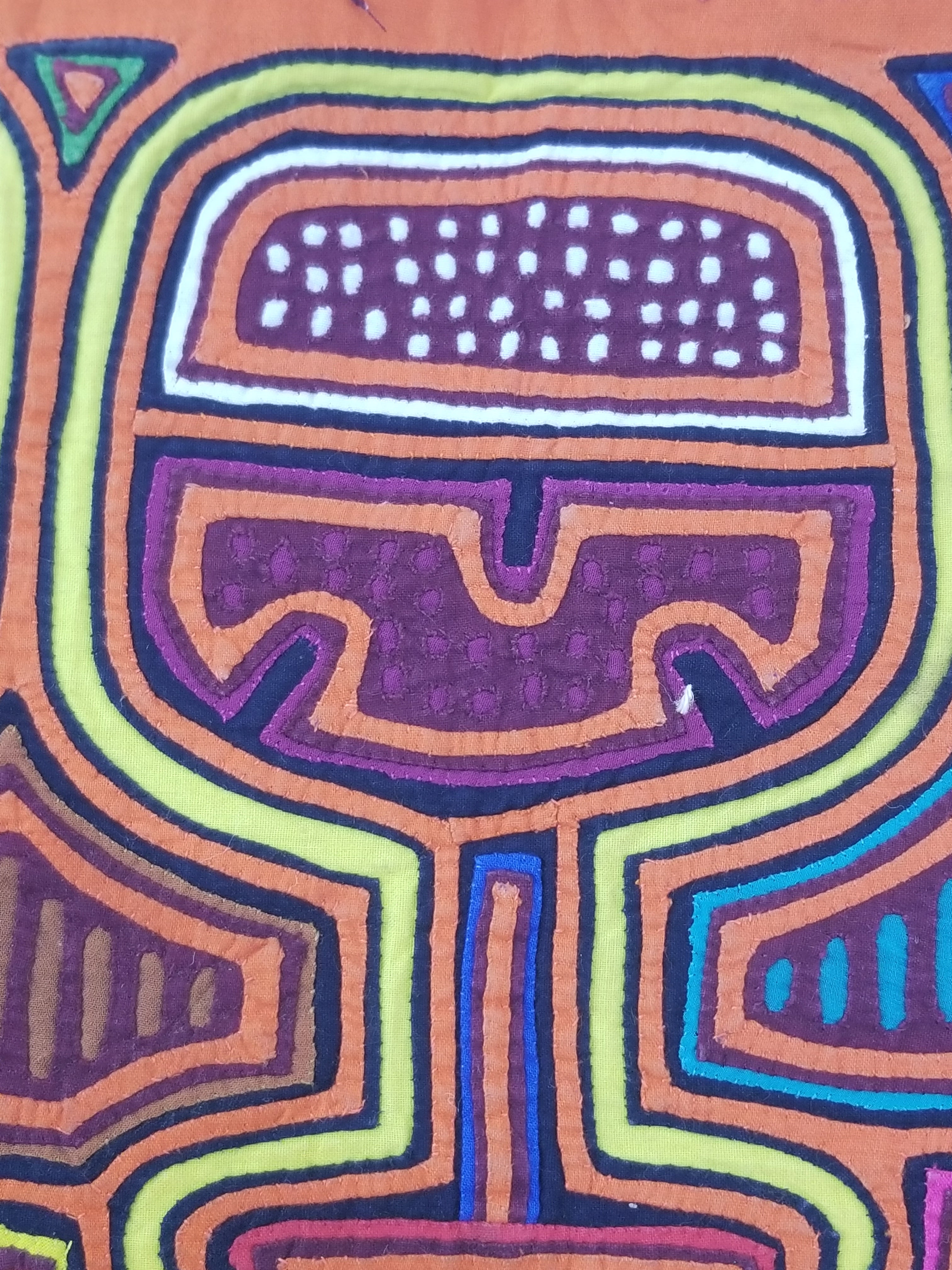 Vintage Traditional Kuna Mola Applique Work Folk Art Panel 46x36cm