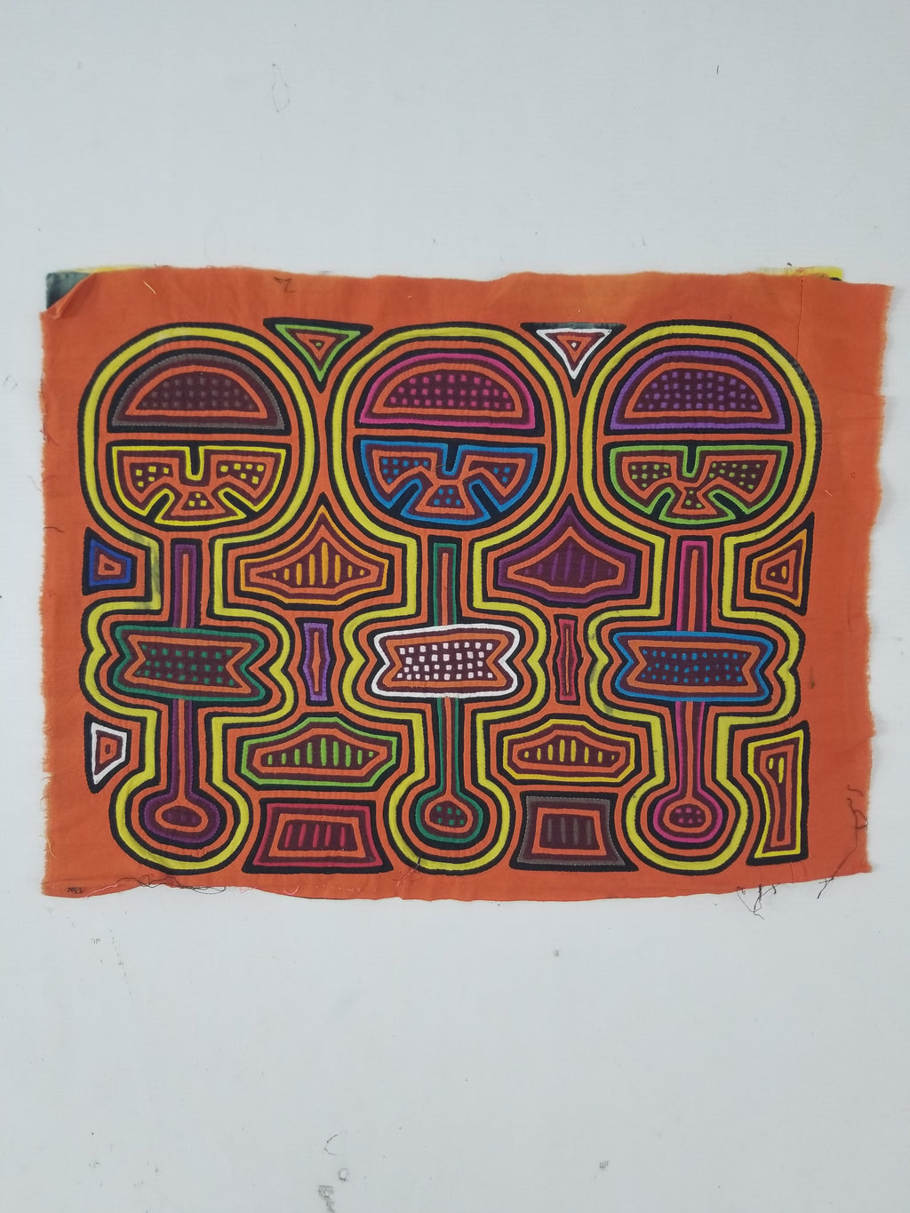 Vintage Traditional Kuna Mola Applique Work Folk Art Panel 48x36cm