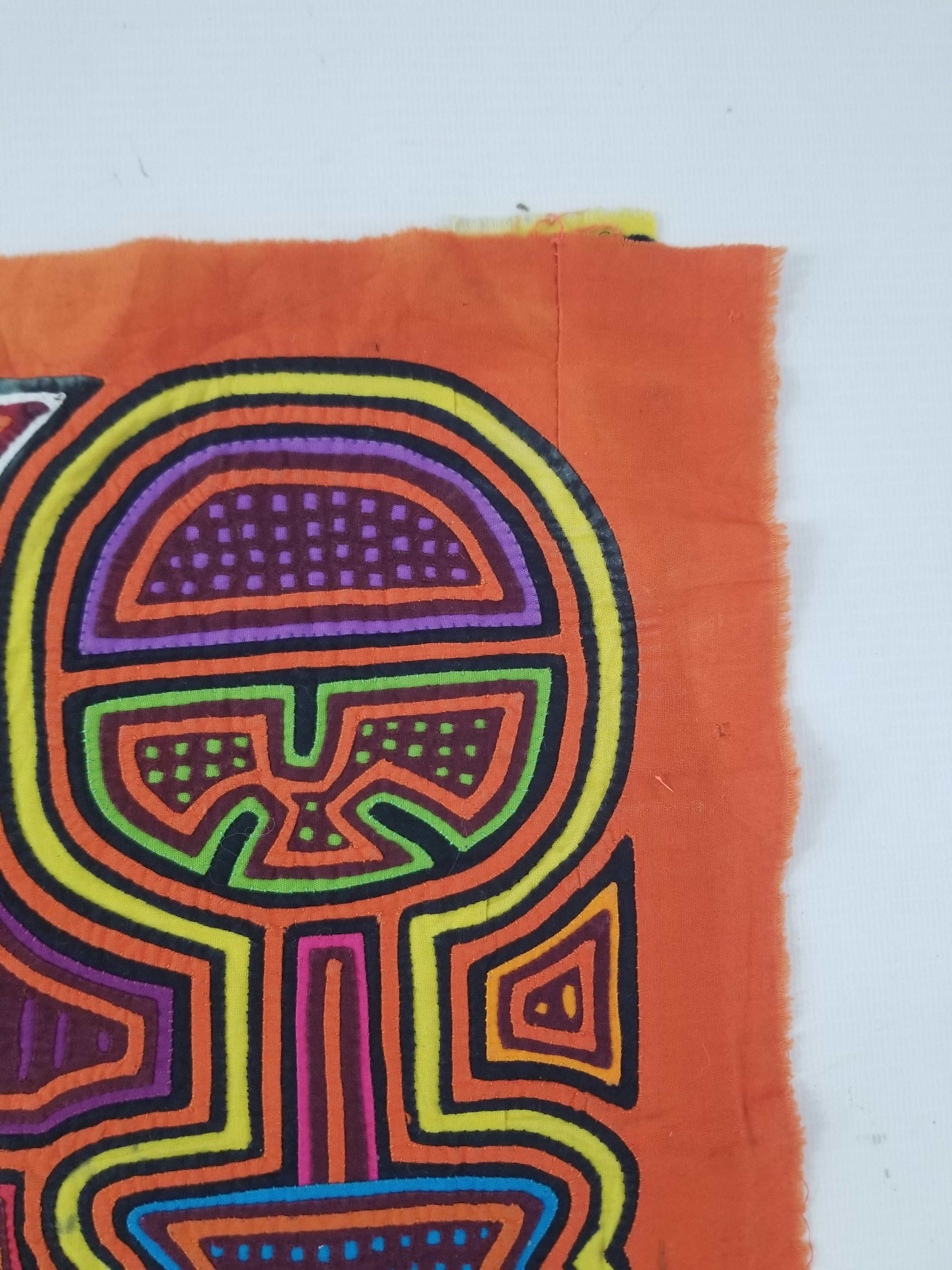 Vintage Traditional Kuna Mola Applique Work Folk Art Panel 48x36cm