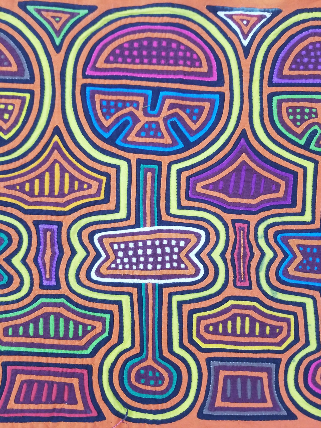 Vintage Traditional Kuna Mola Applique Work Folk Art Panel 48x36cm