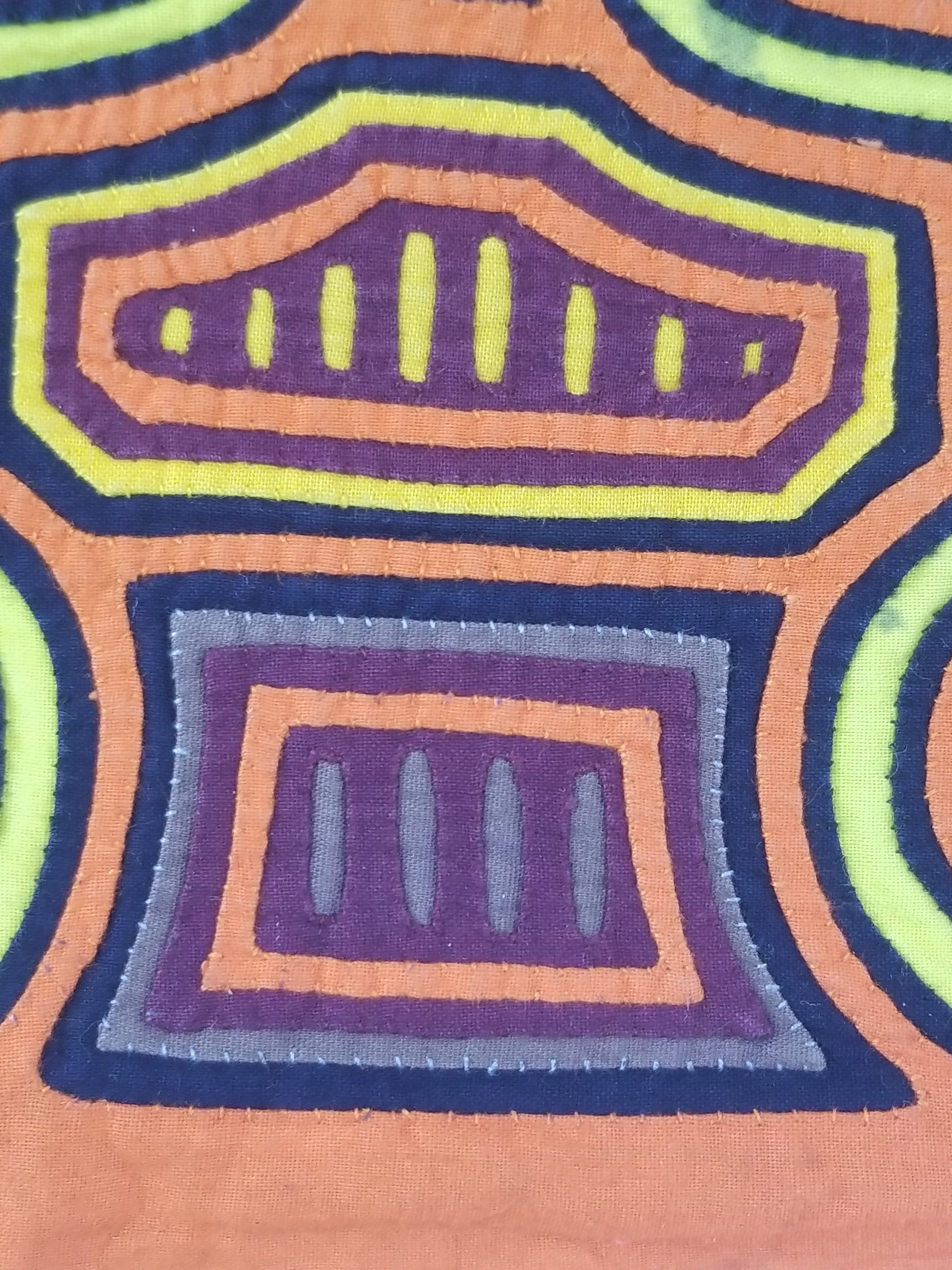 Vintage Traditional Kuna Mola Applique Work Folk Art Panel 48x36cm
