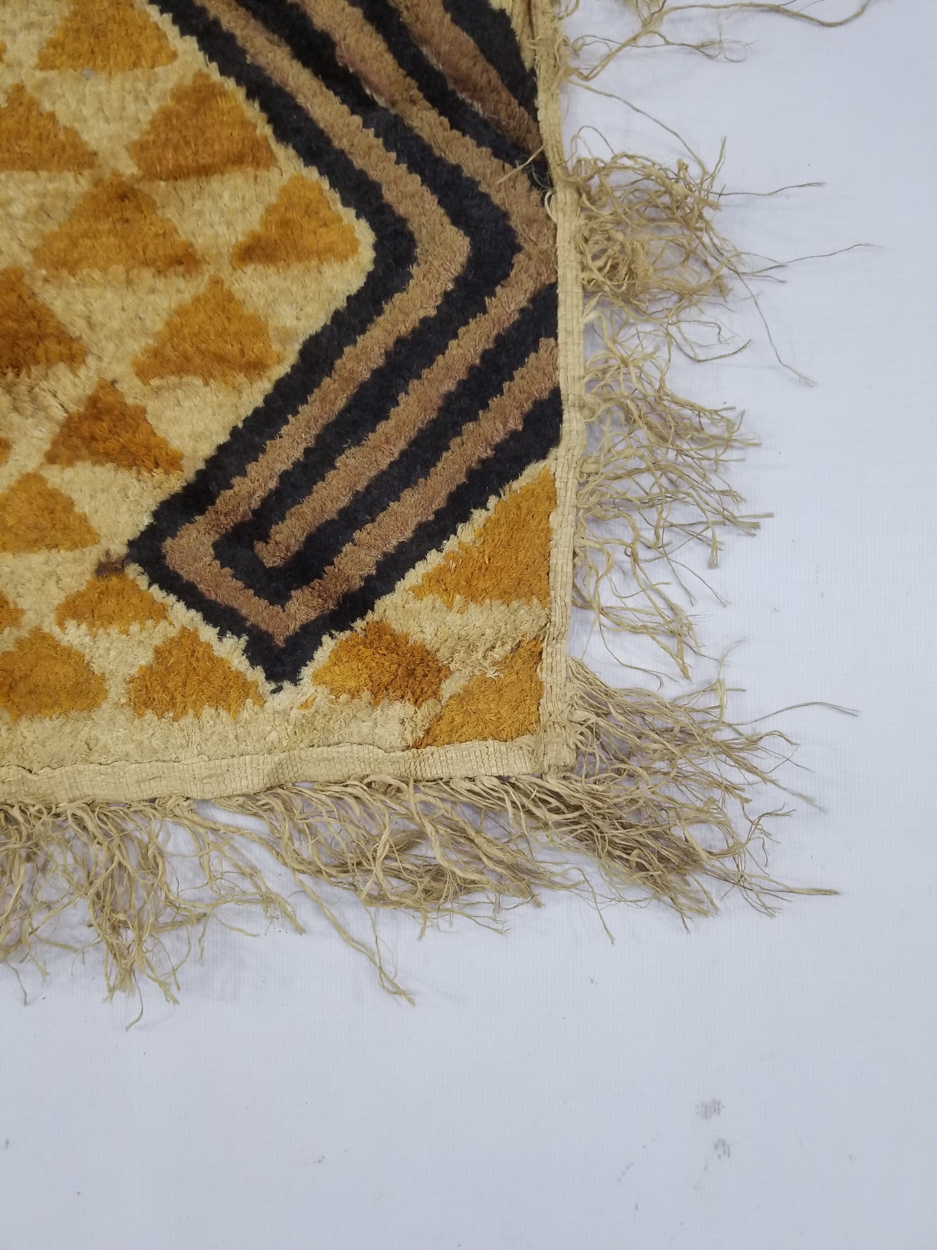 Vintage African Handwoven Kuba Cloth Raffia Textile Panel 75x63cm