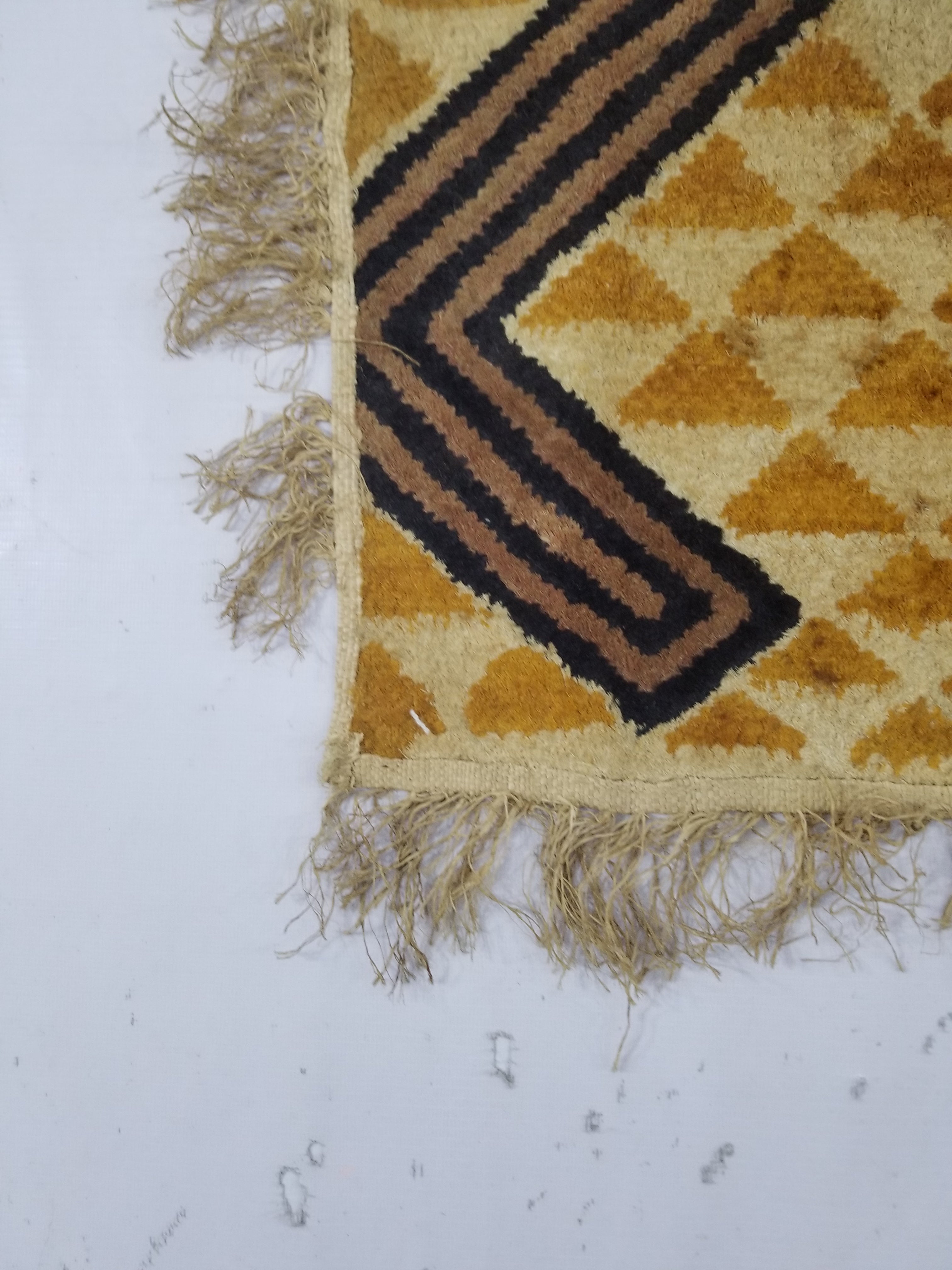 Vintage African Handwoven Kuba Cloth Raffia Textile Panel 75x63cm