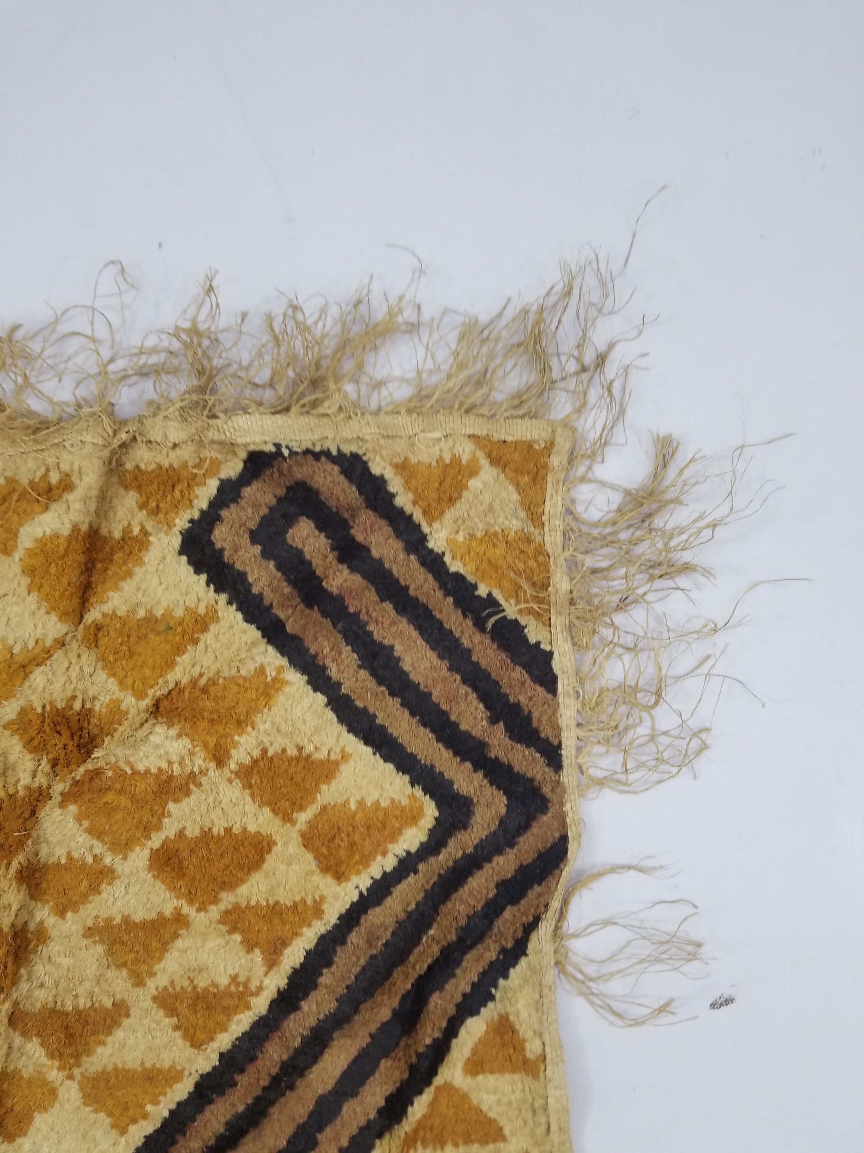 Vintage African Handwoven Kuba Cloth Raffia Textile Panel 75x63cm