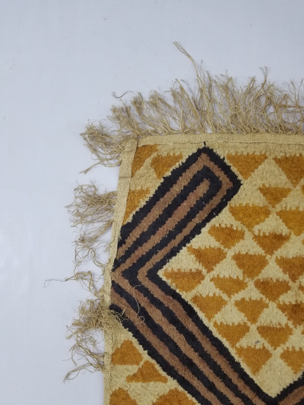 Vintage African Handwoven Kuba Cloth Raffia Textile Panel 75x63cm