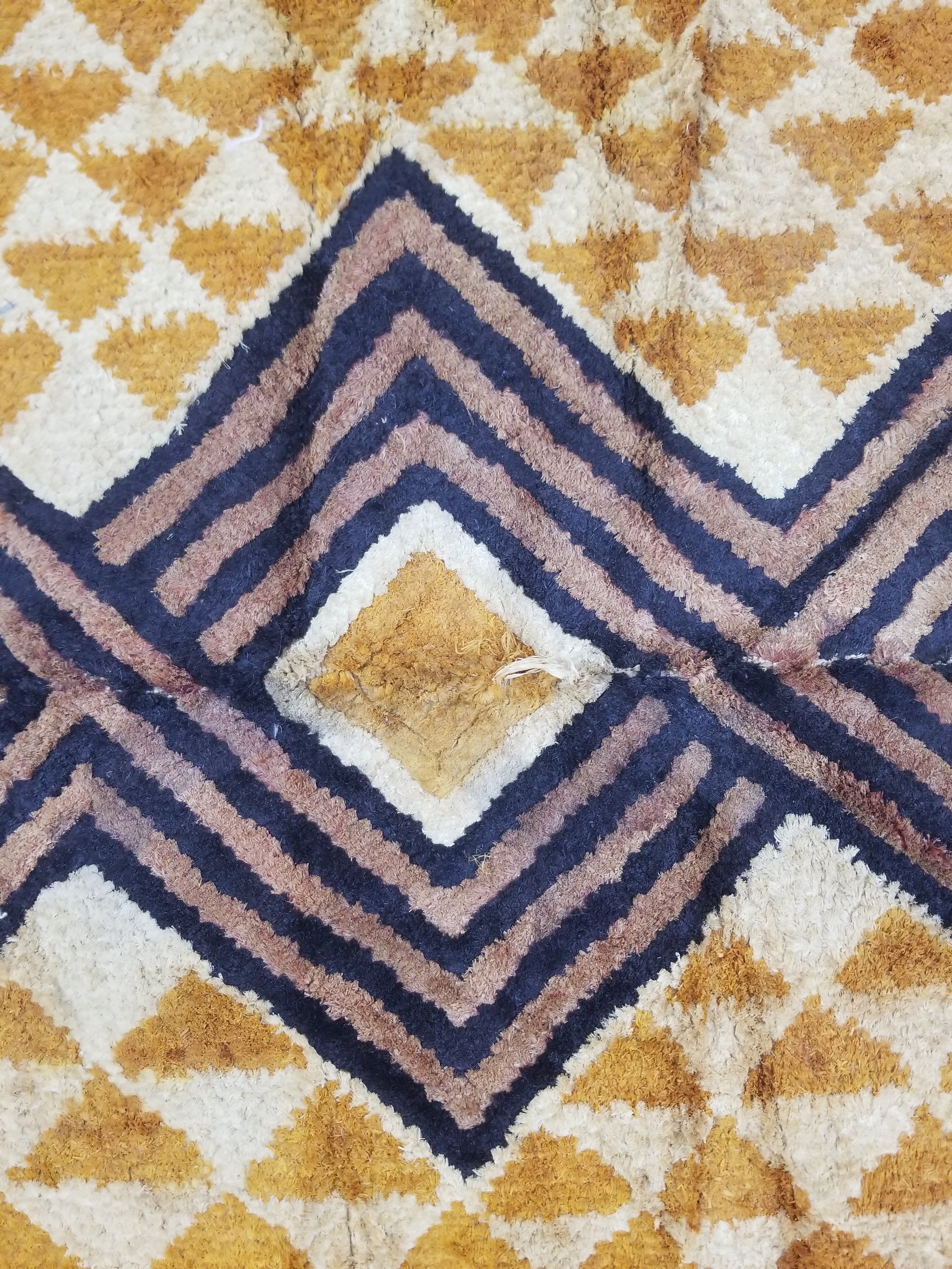 Vintage African Handwoven Kuba Cloth Raffia Textile Panel 75x63cm