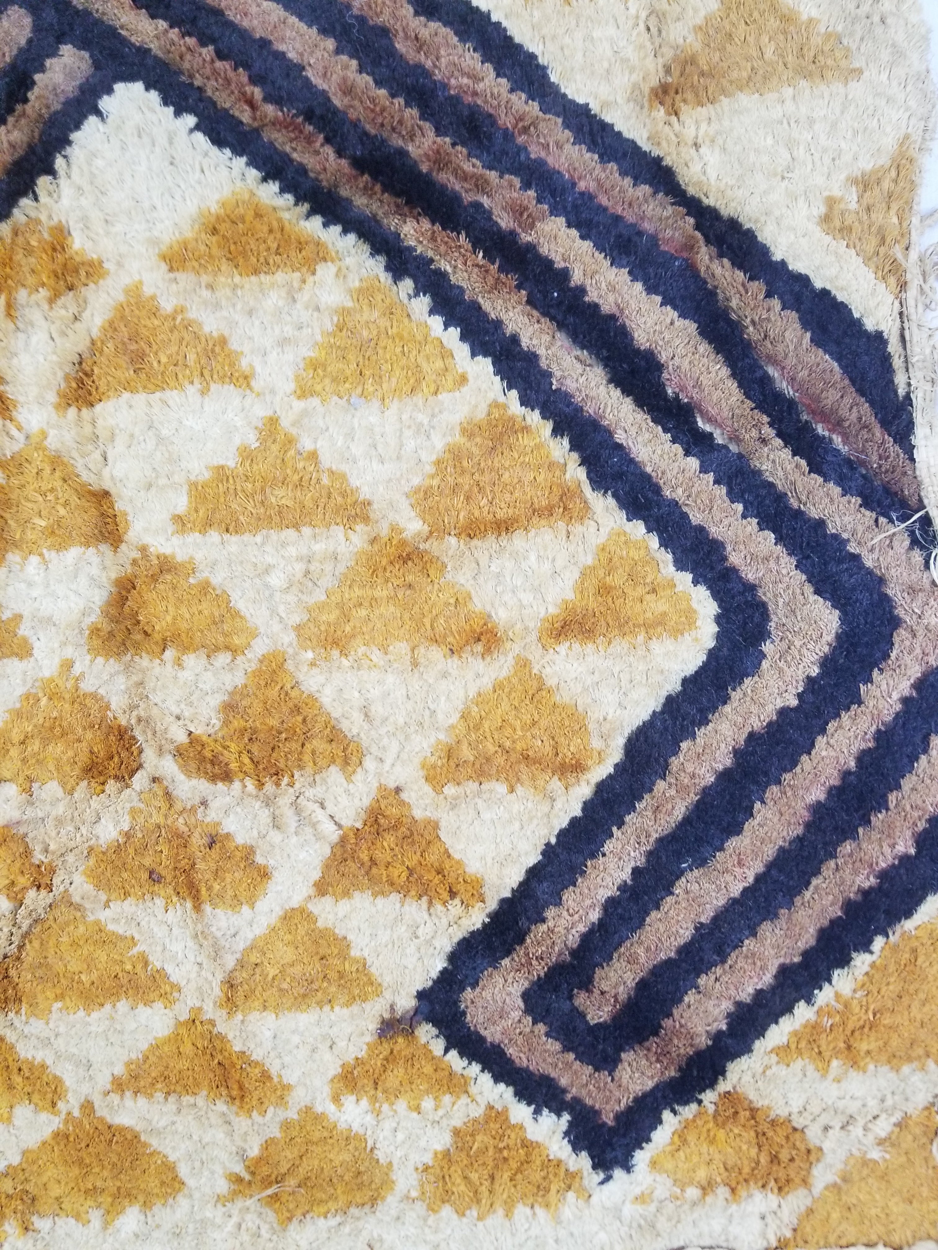 Vintage African Handwoven Kuba Cloth Raffia Textile Panel 75x63cm