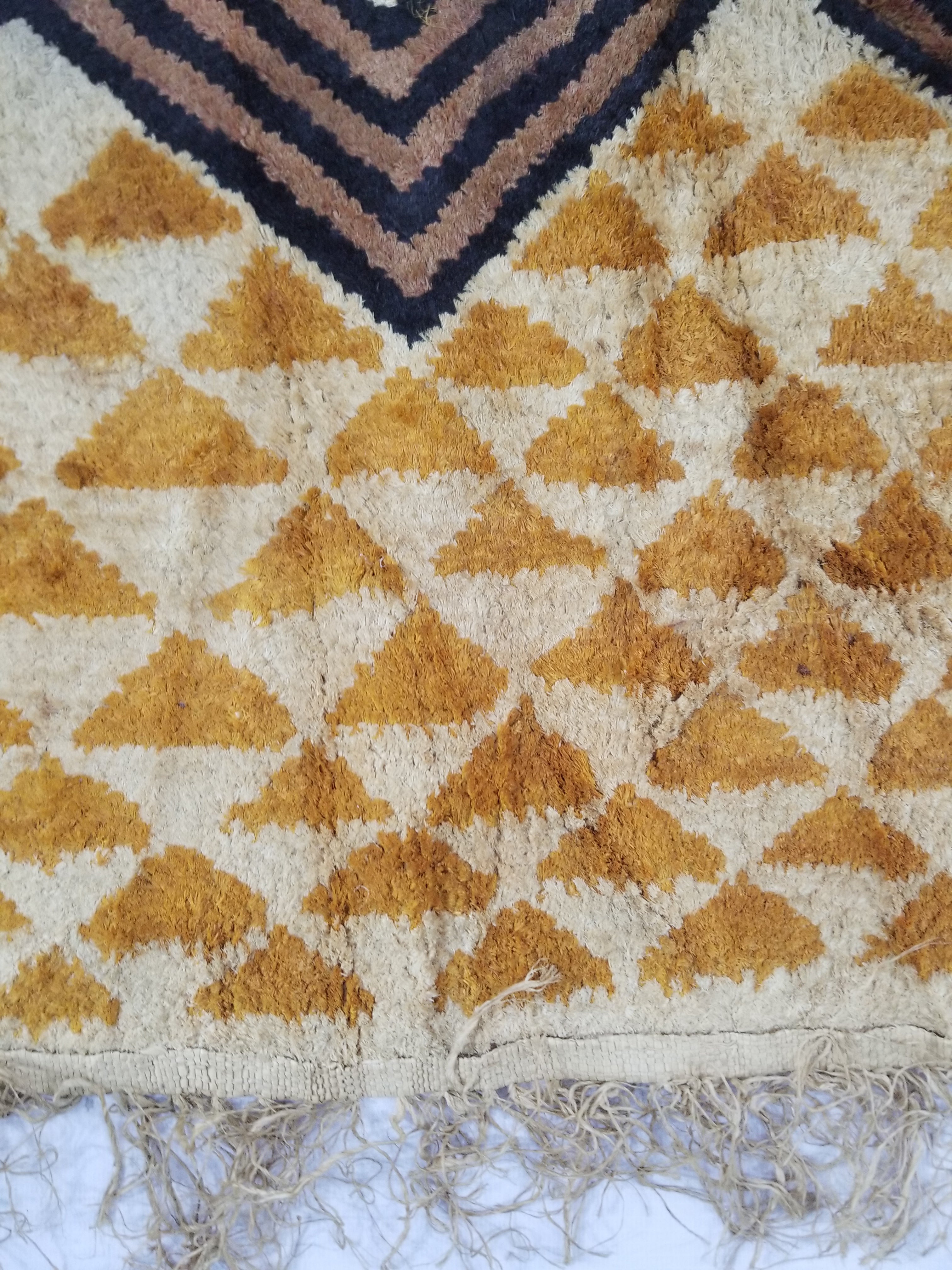 Vintage African Handwoven Kuba Cloth Raffia Textile Panel 75x63cm