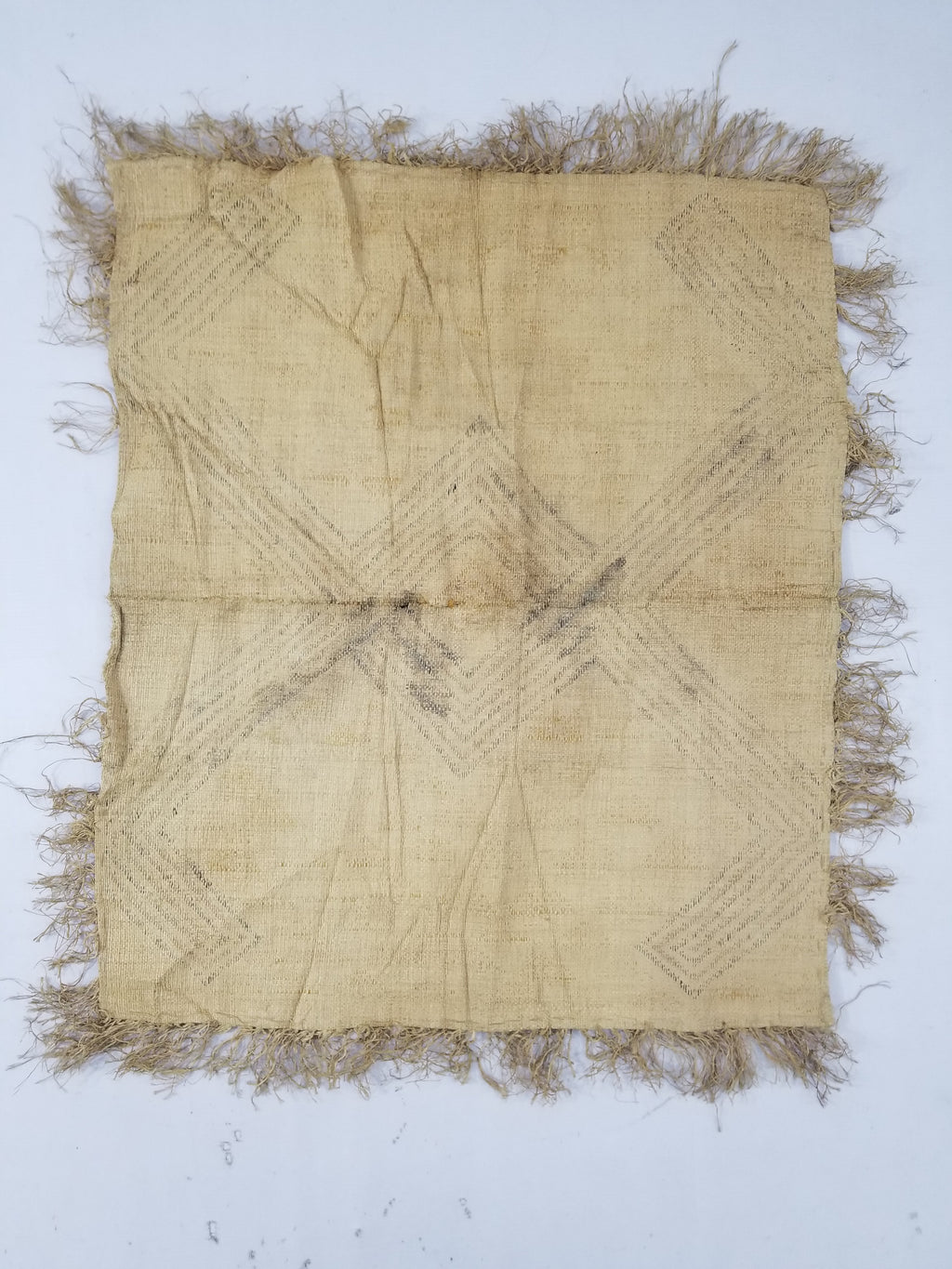 Vintage African Handwoven Kuba Cloth Raffia Textile Panel 75x63cm