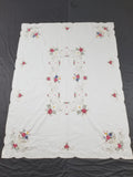 Vintage Beautiful Cross Stitch Hand Embroidered Floral Tablecloth 176x131cm