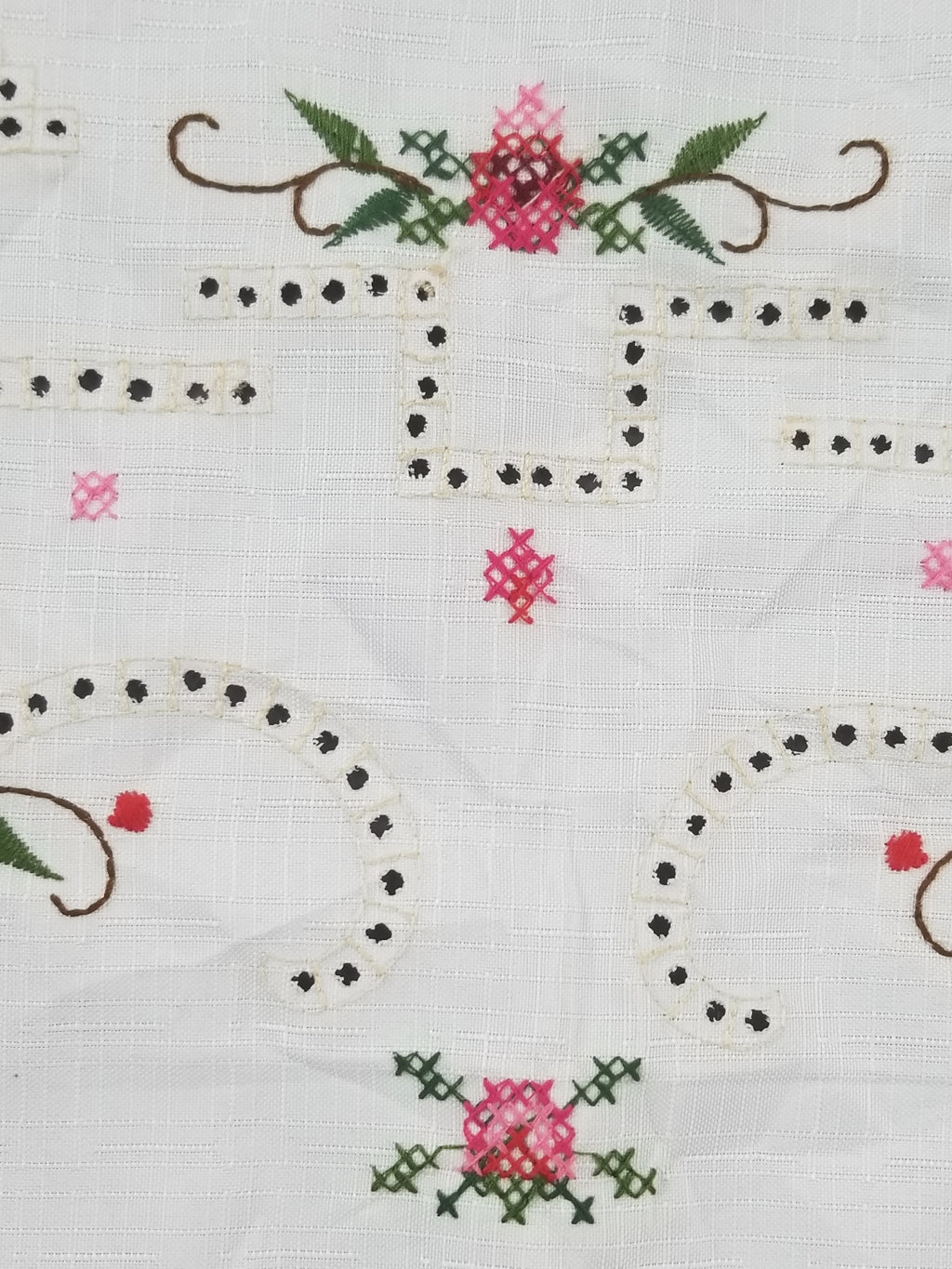 Vintage Beautiful Cross Stitch Hand Embroidered Floral Tablecloth 176x131cm